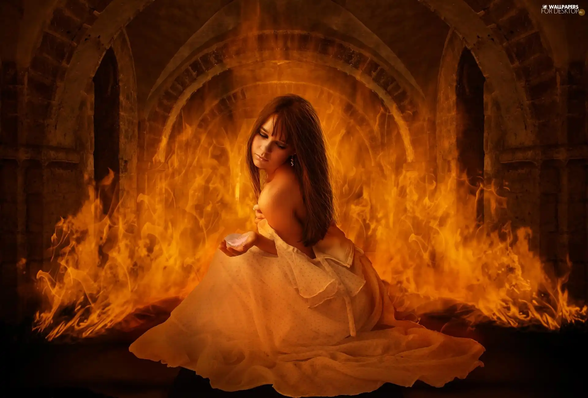 Big Fire, girl, feather