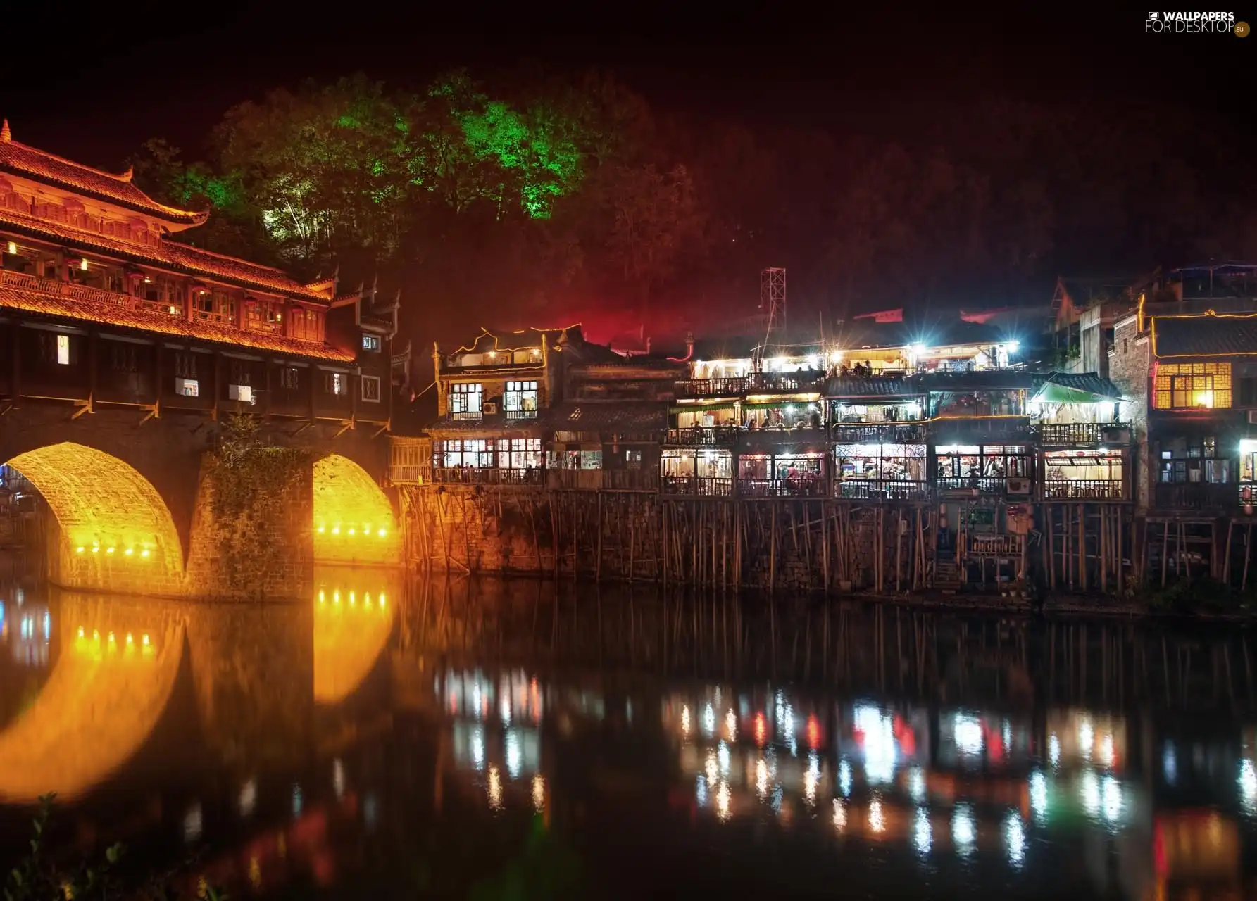 Feng Huang, China, Ancient, Town, Night