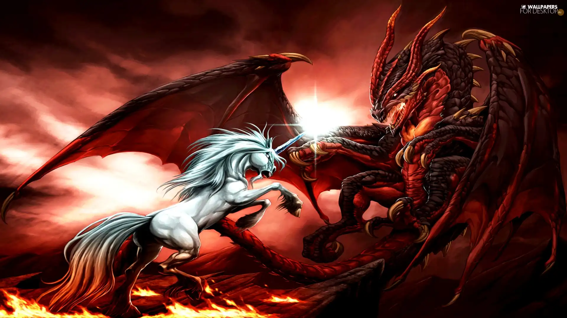 Fight, Dragon, Horse