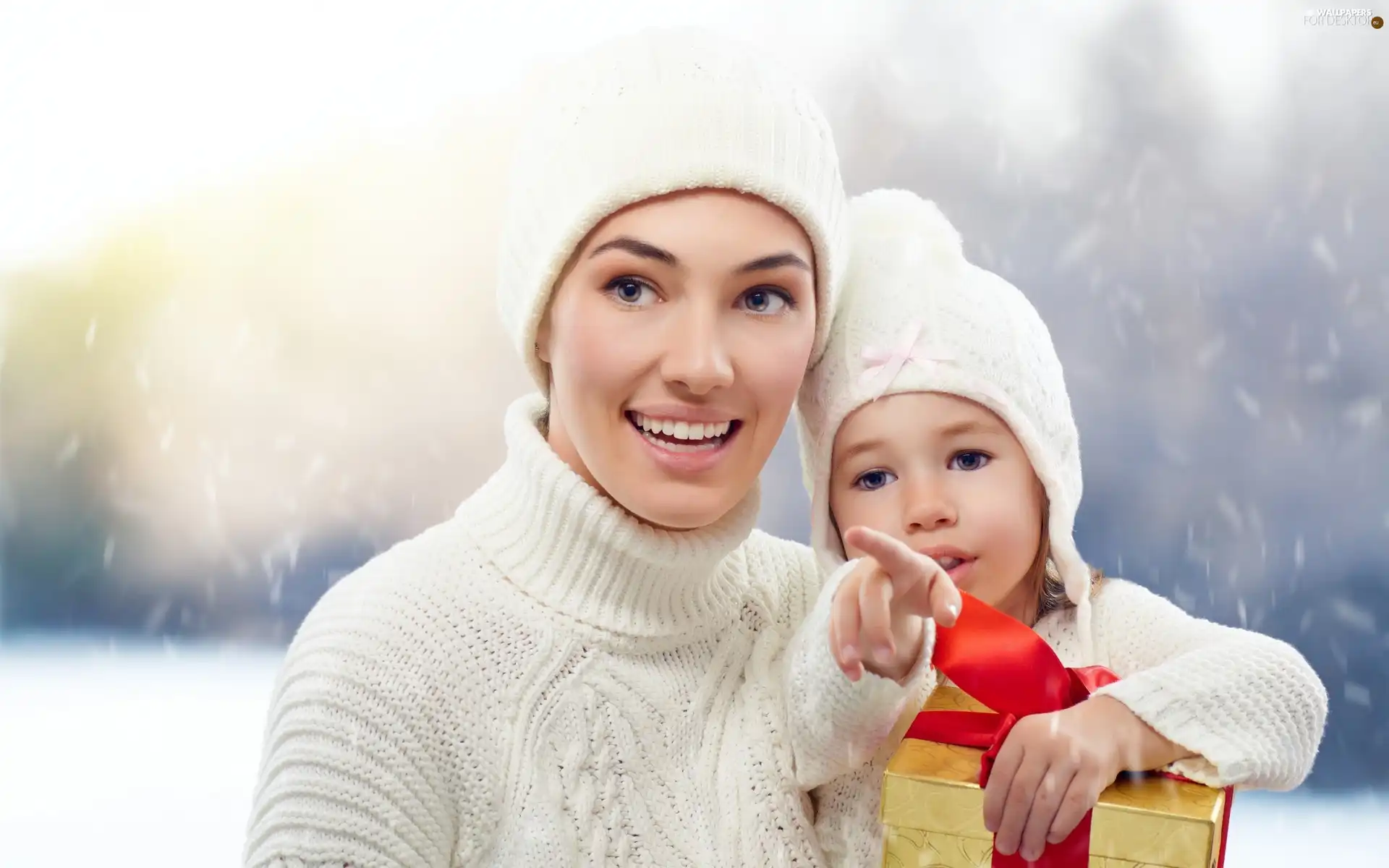 Women, Present, finger, Kid