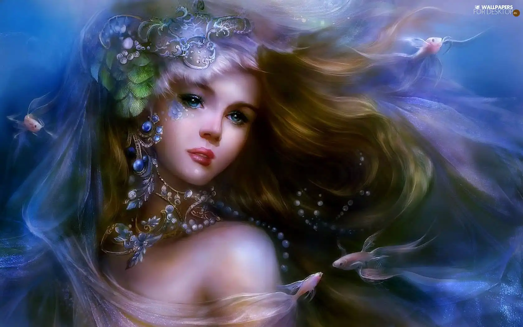 fishes, Beauty, girl