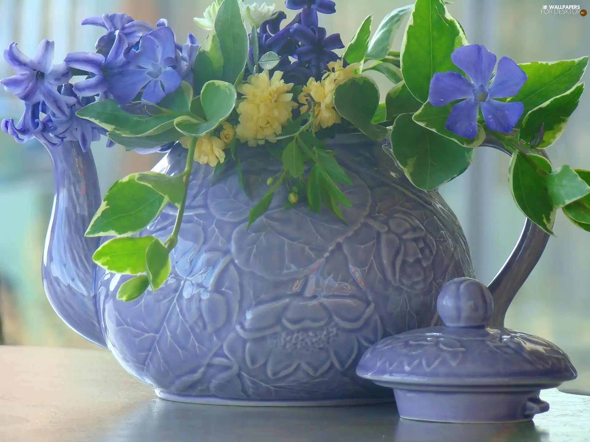 Flowers, jug, Blue