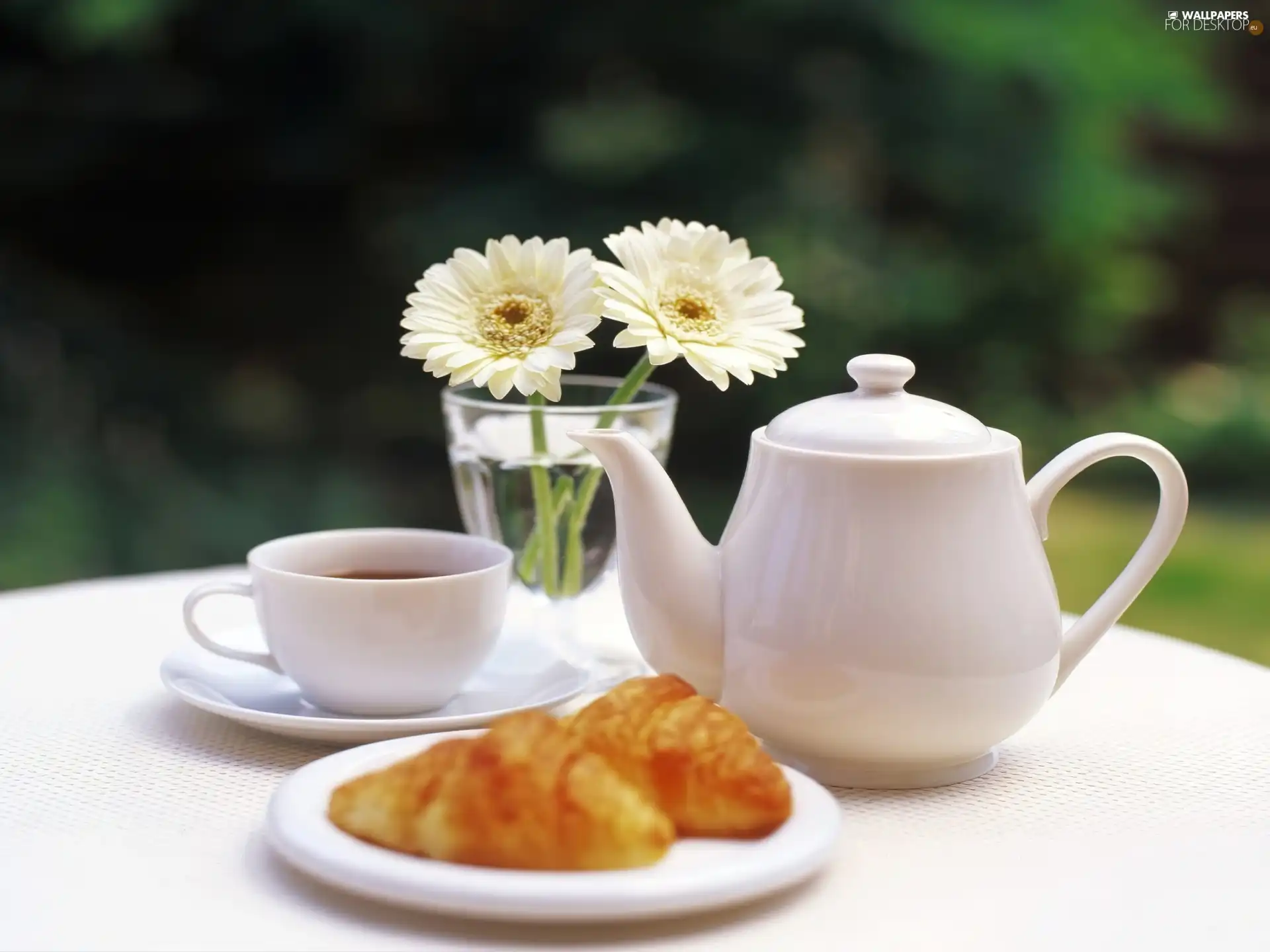 cup, jug, Flowers, tea