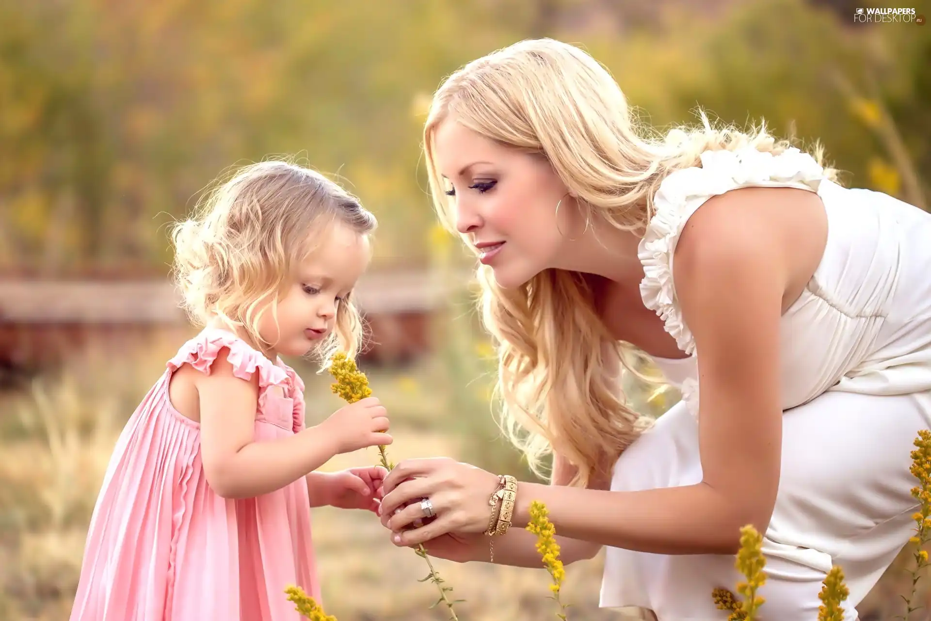 girl, Yellow, Flowers, Women