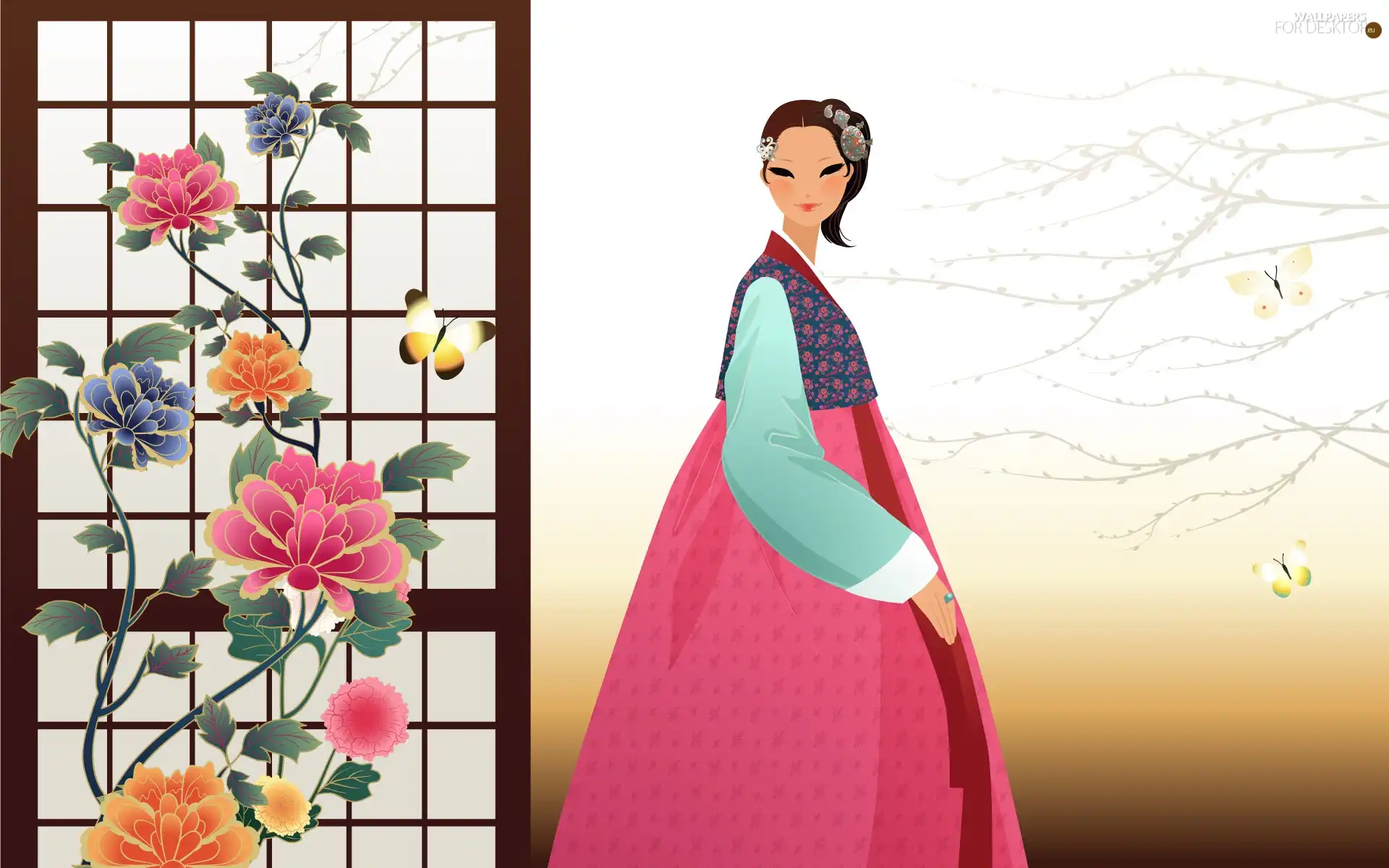 Flowers, Women, Japanese