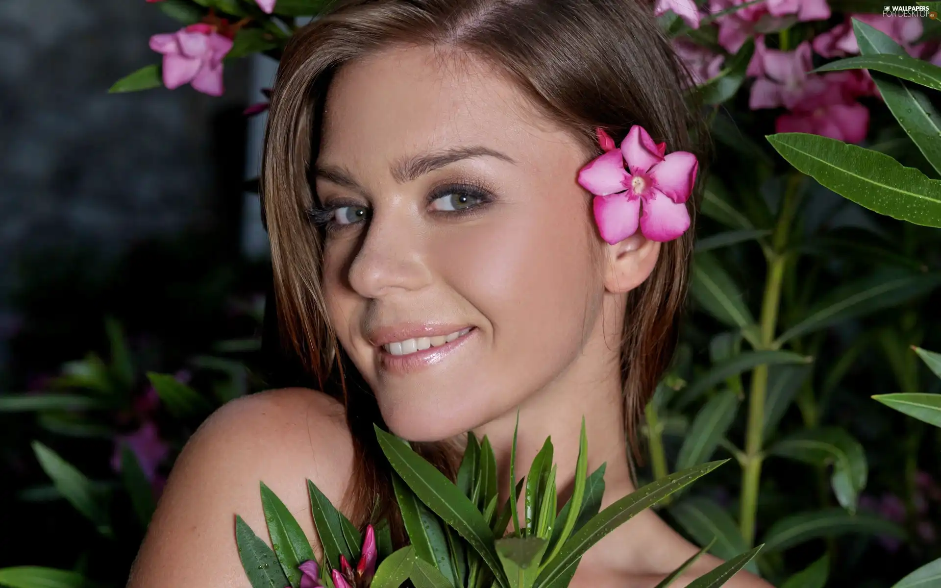 smiling, Garden, Flowers, Women