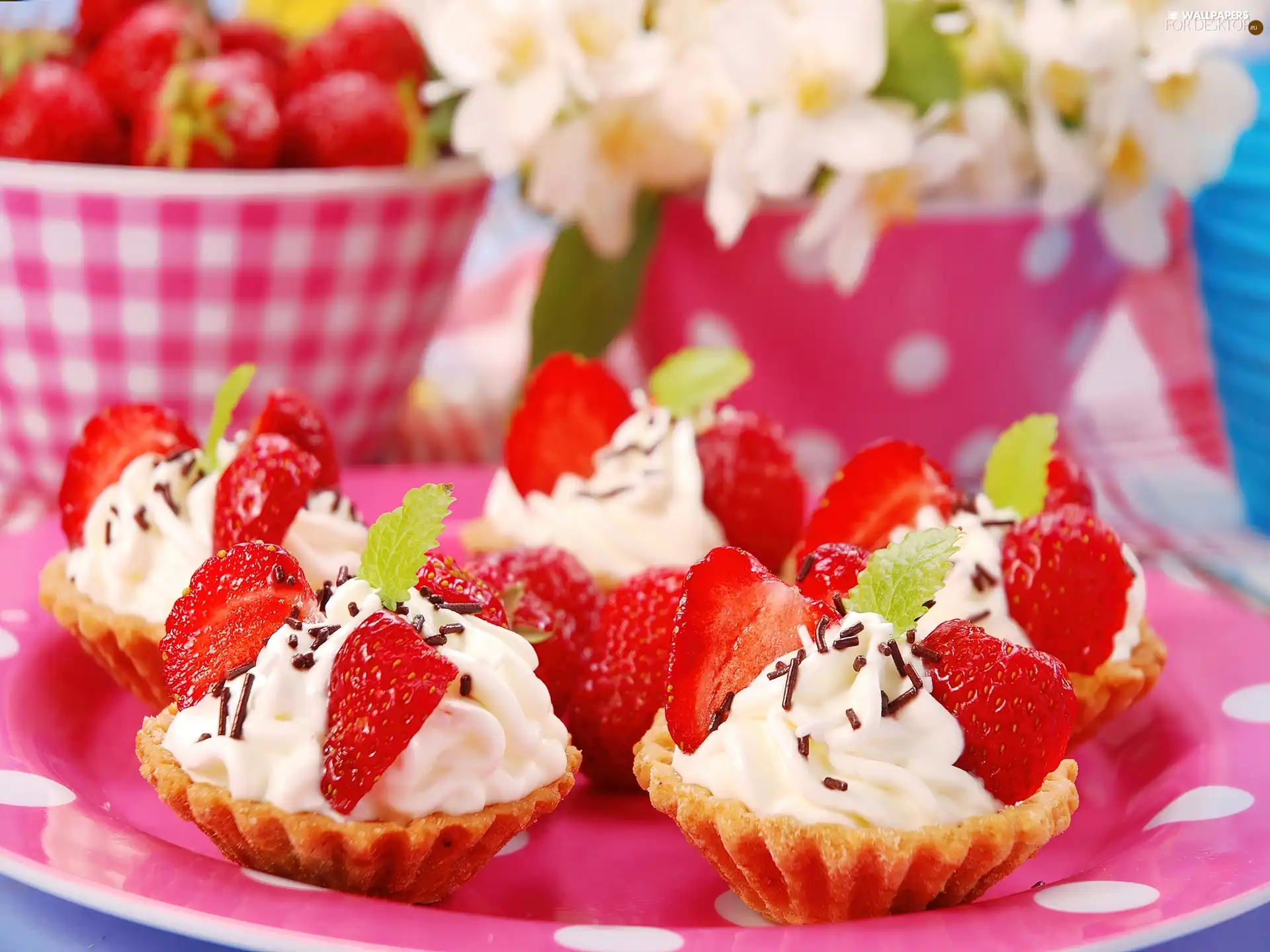 Flowers, Muffins, Strawberry