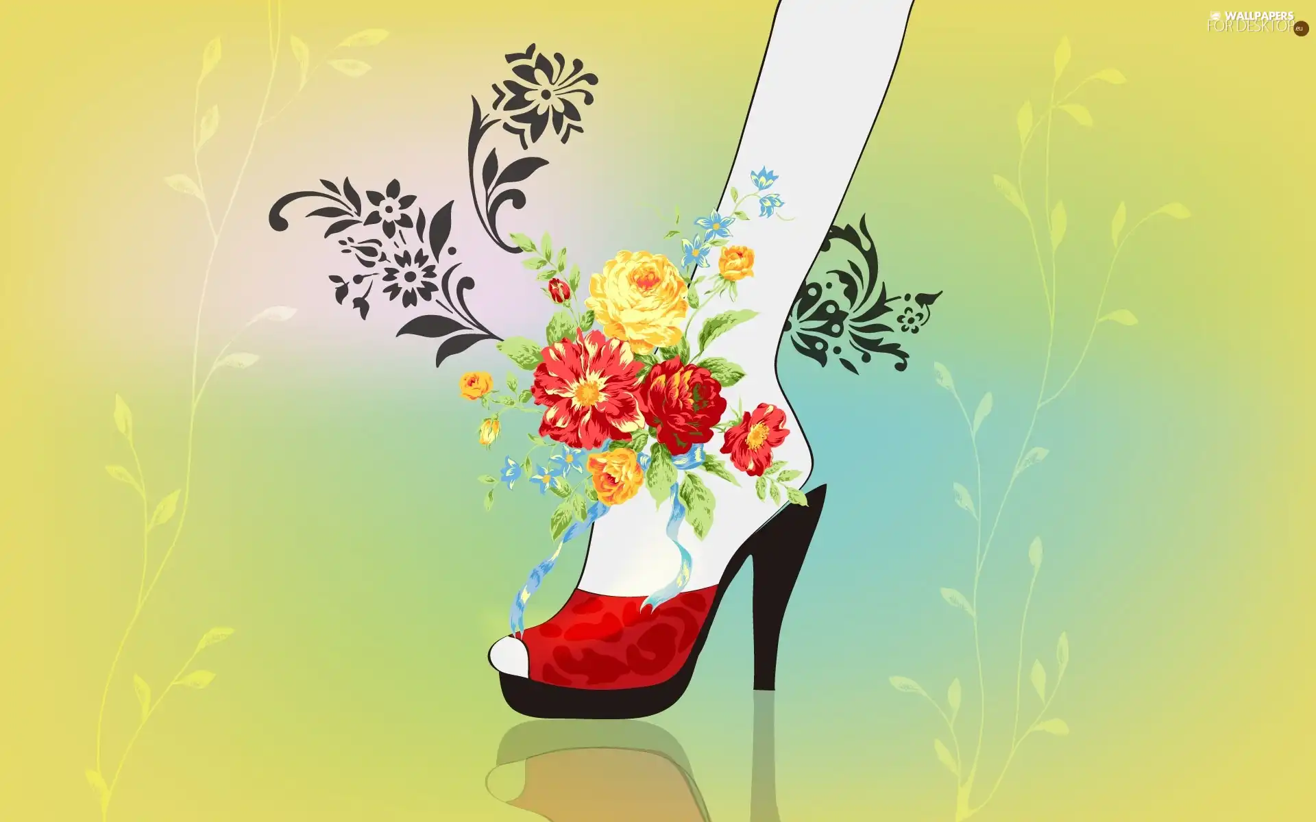 Flowers, Stylists, shoe, color, long legs