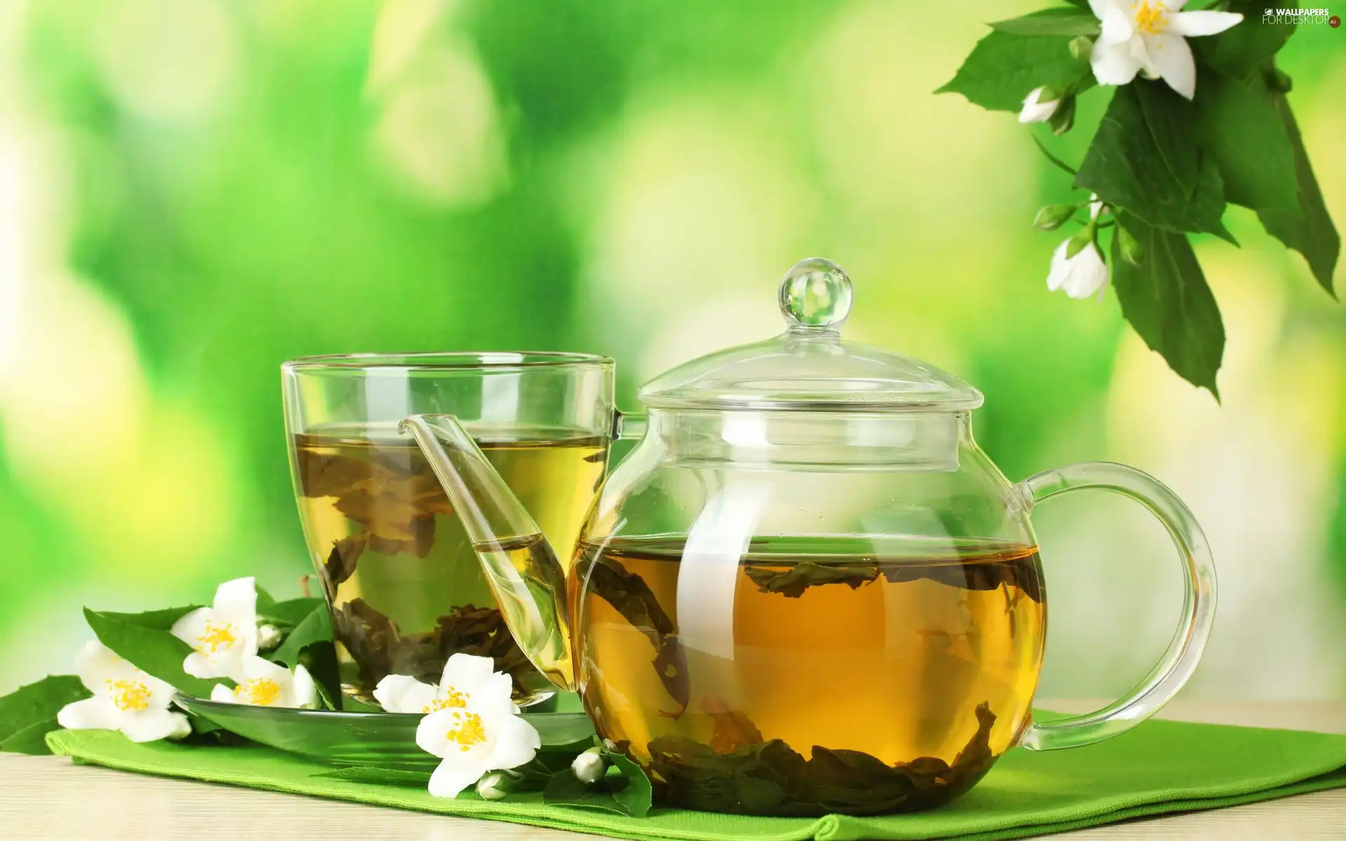 tea, cup, Flowers, jug