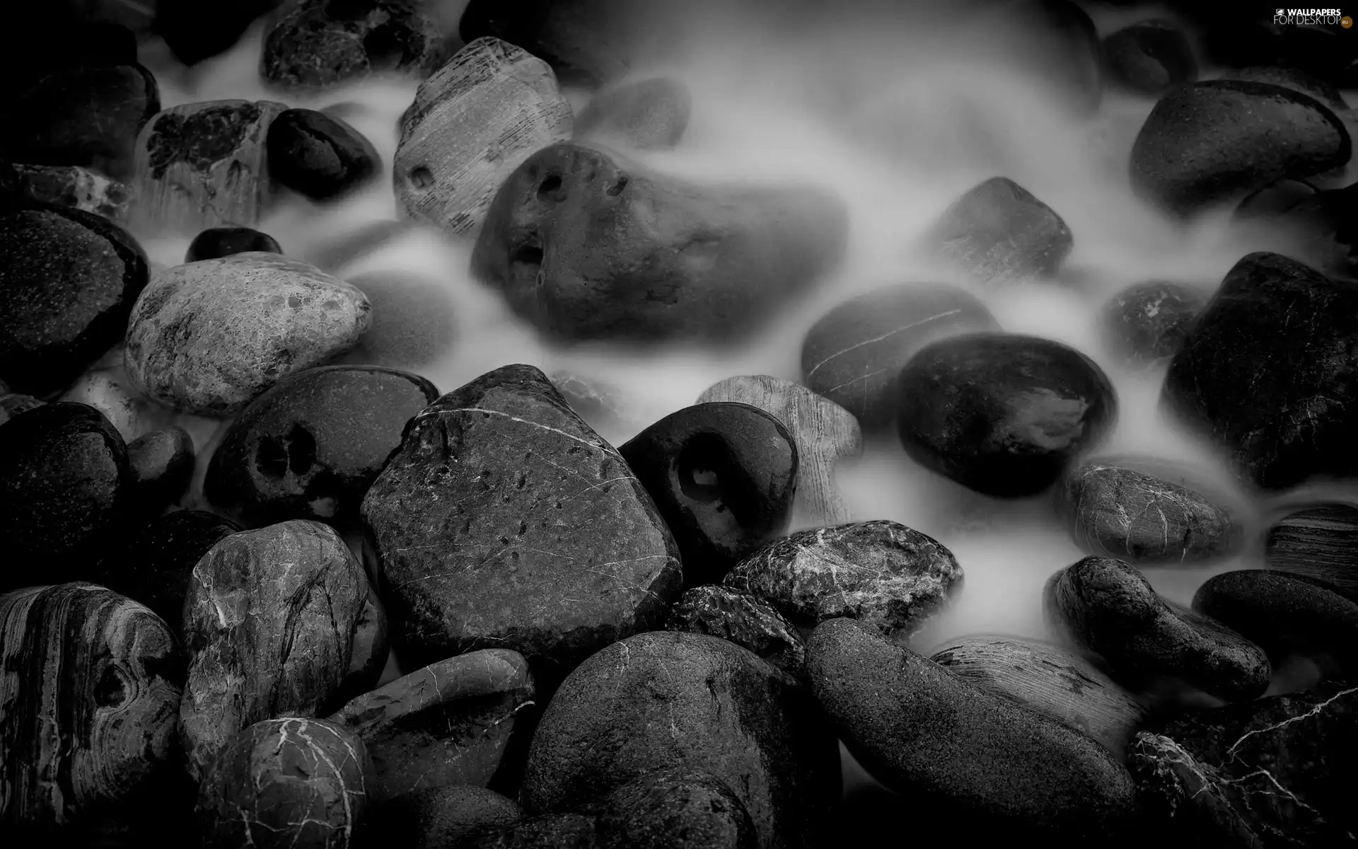 Fog, dark, Stones