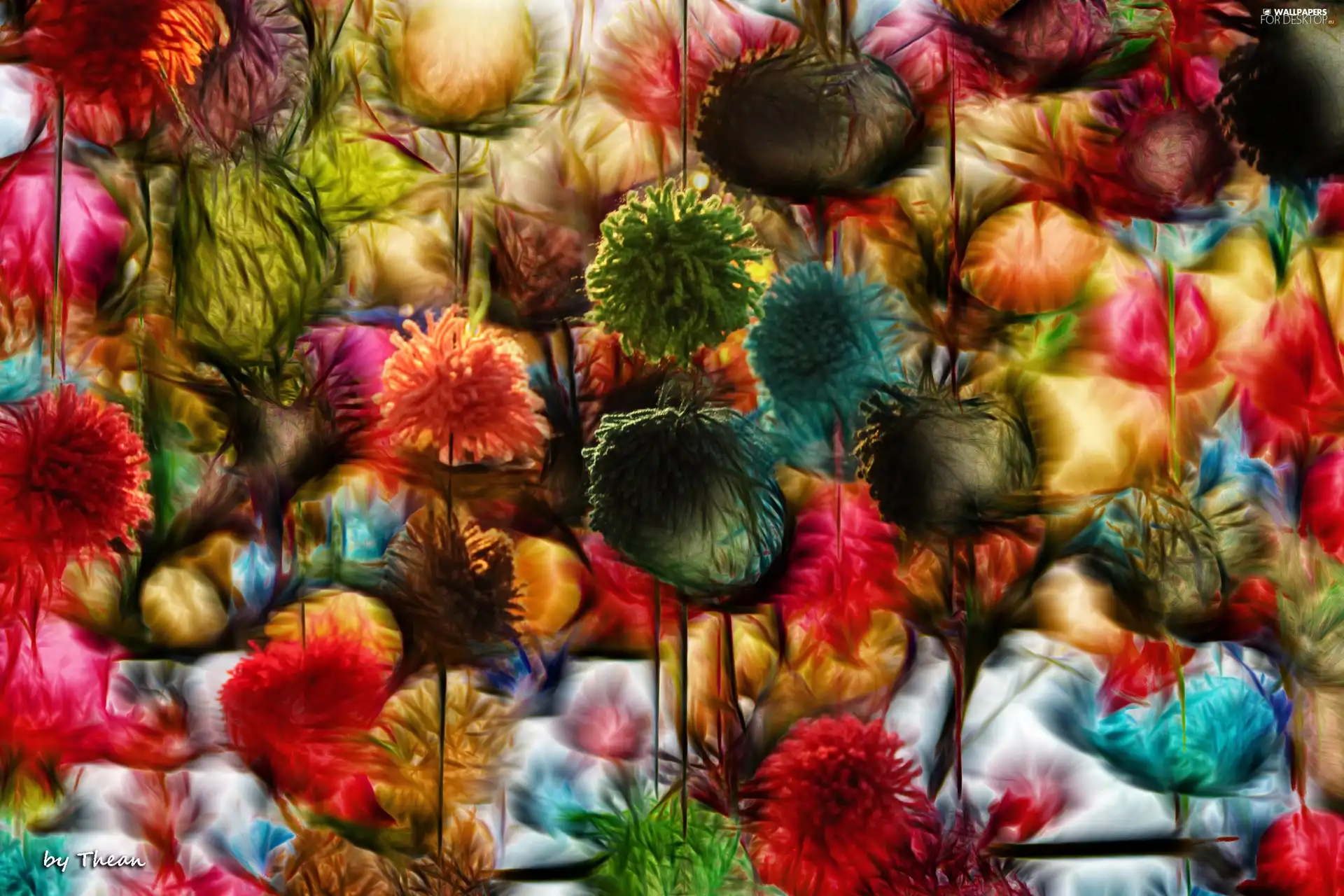 Fractalius, color, pompons