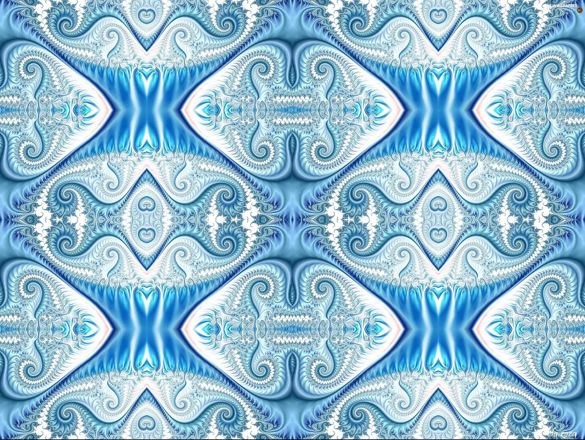 blue, patterns, fractals, White
