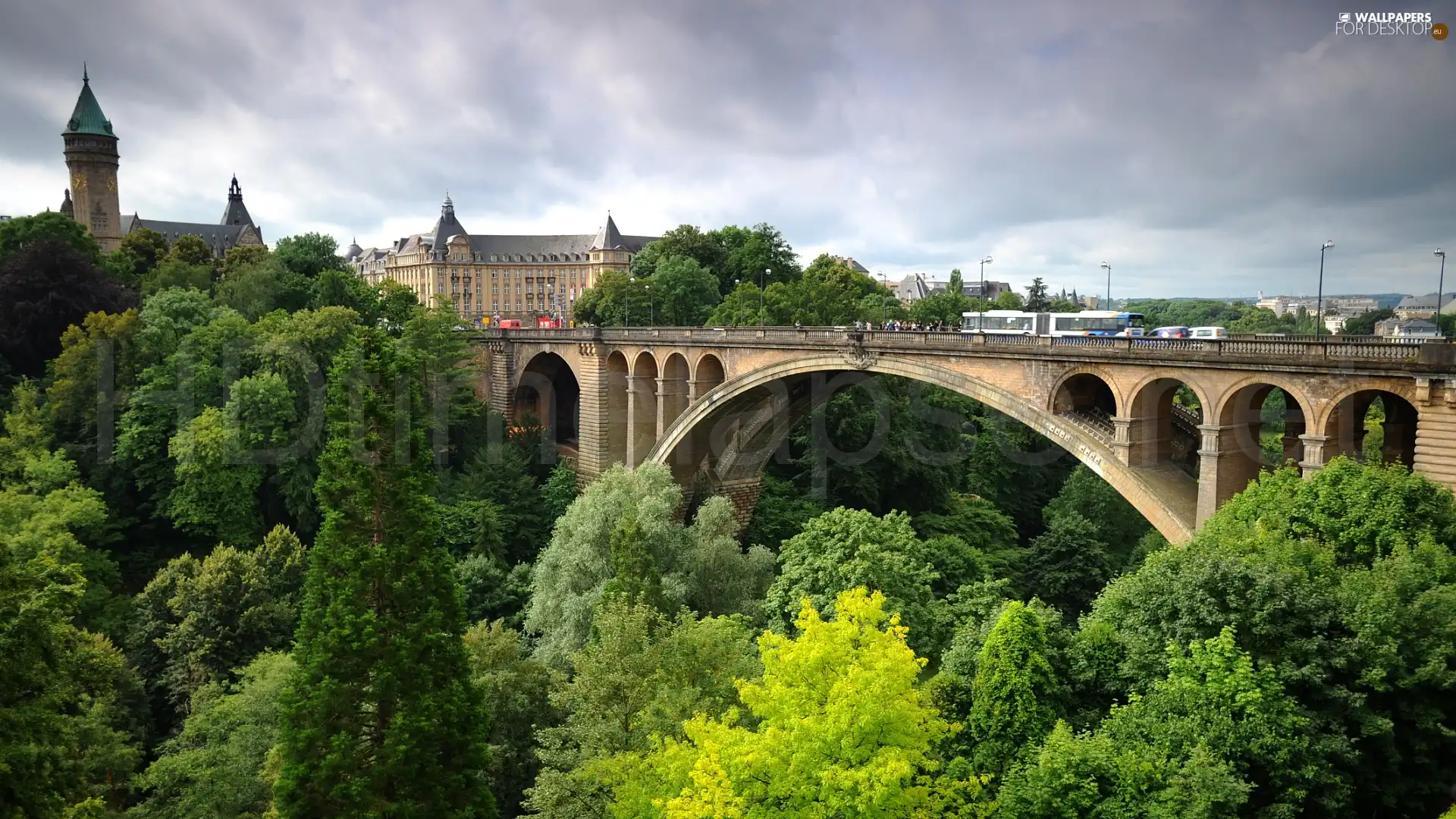 fragment, park, bridge, Castle, Luxembourg