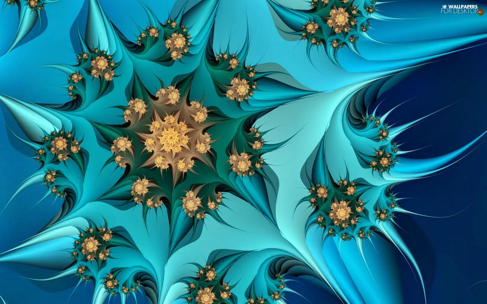 blue, graphics, Fraktal, Colourfull Flowers