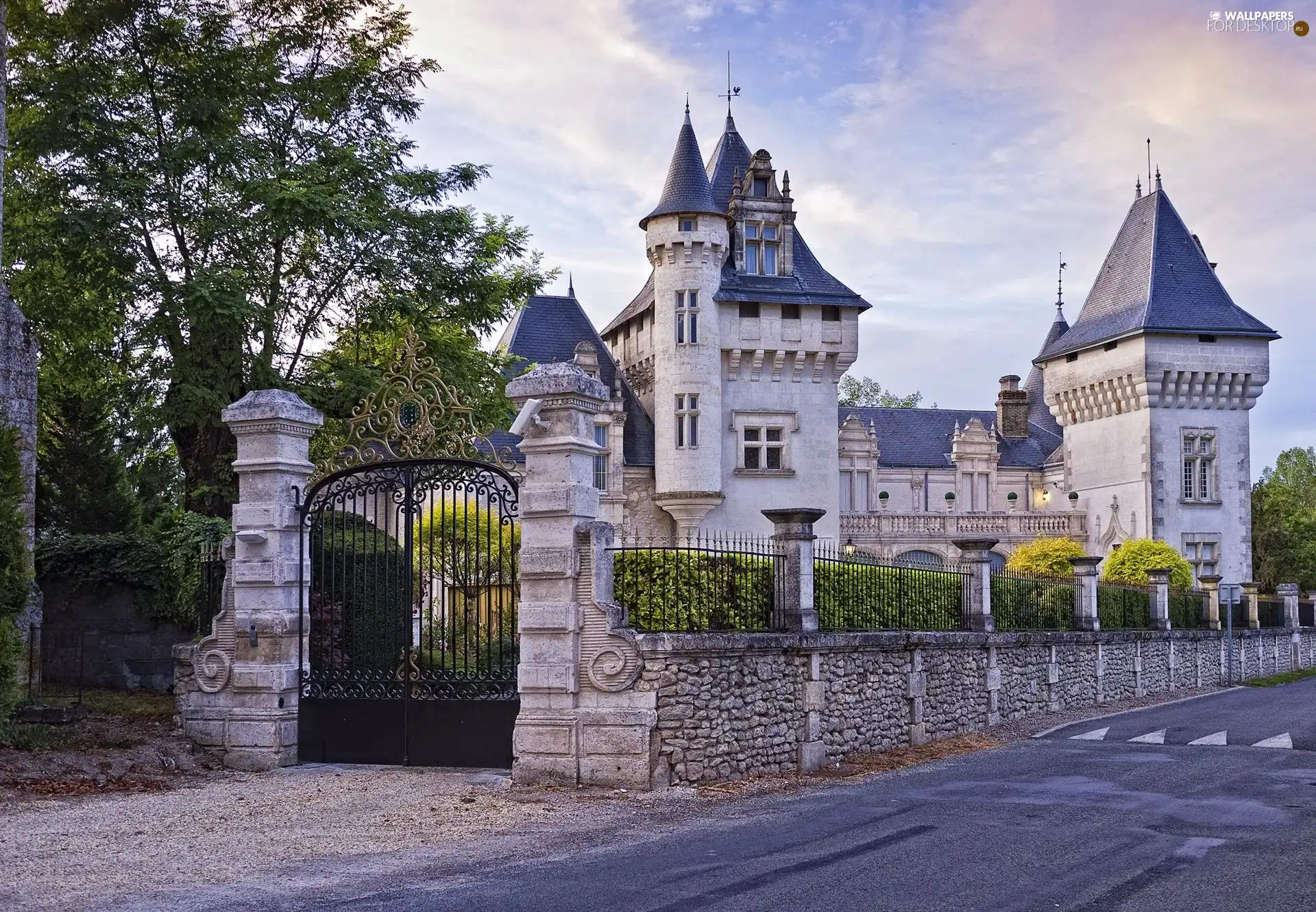 Castle, fence, France, Gate