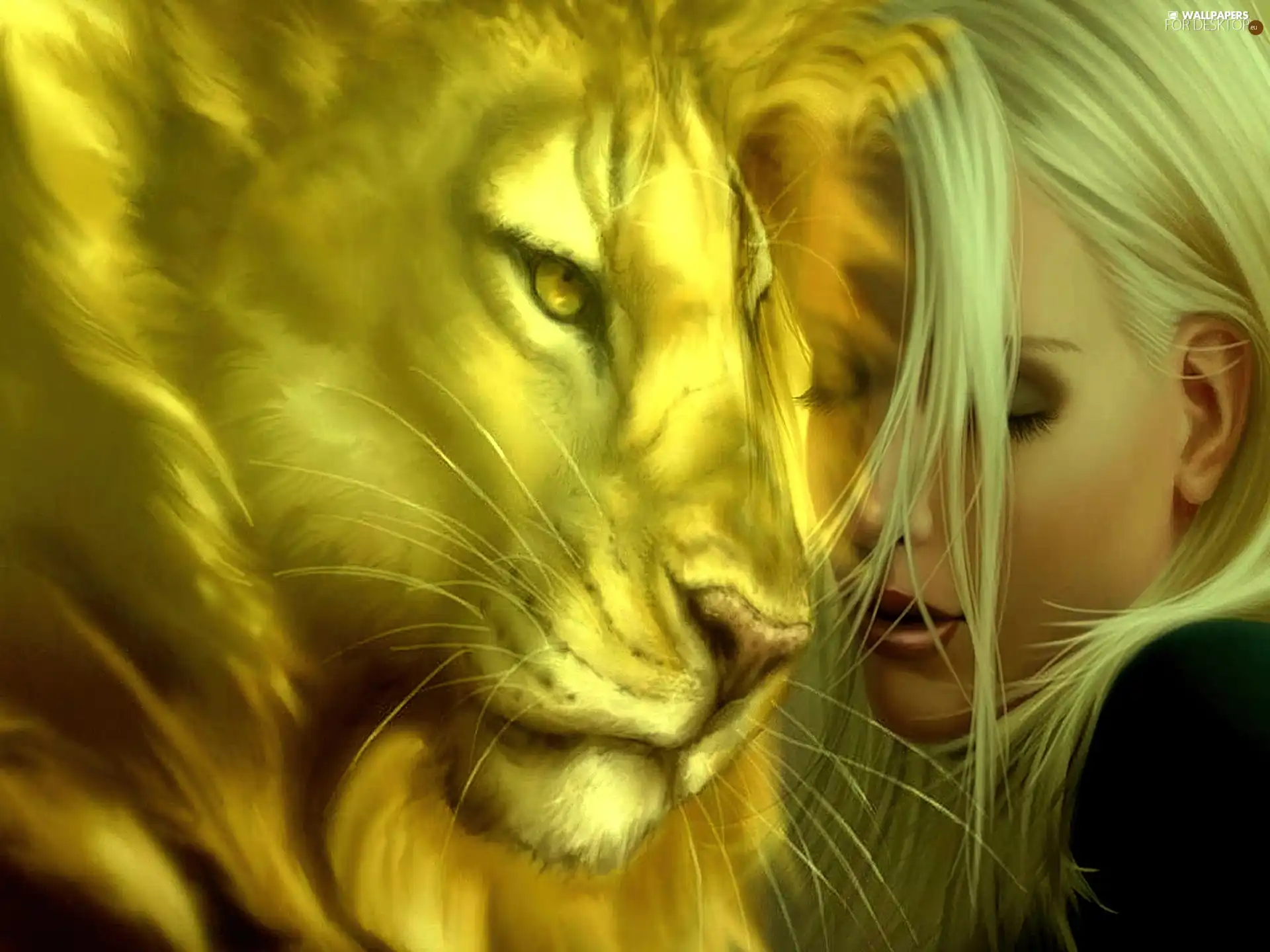 friendship, girl, Lion