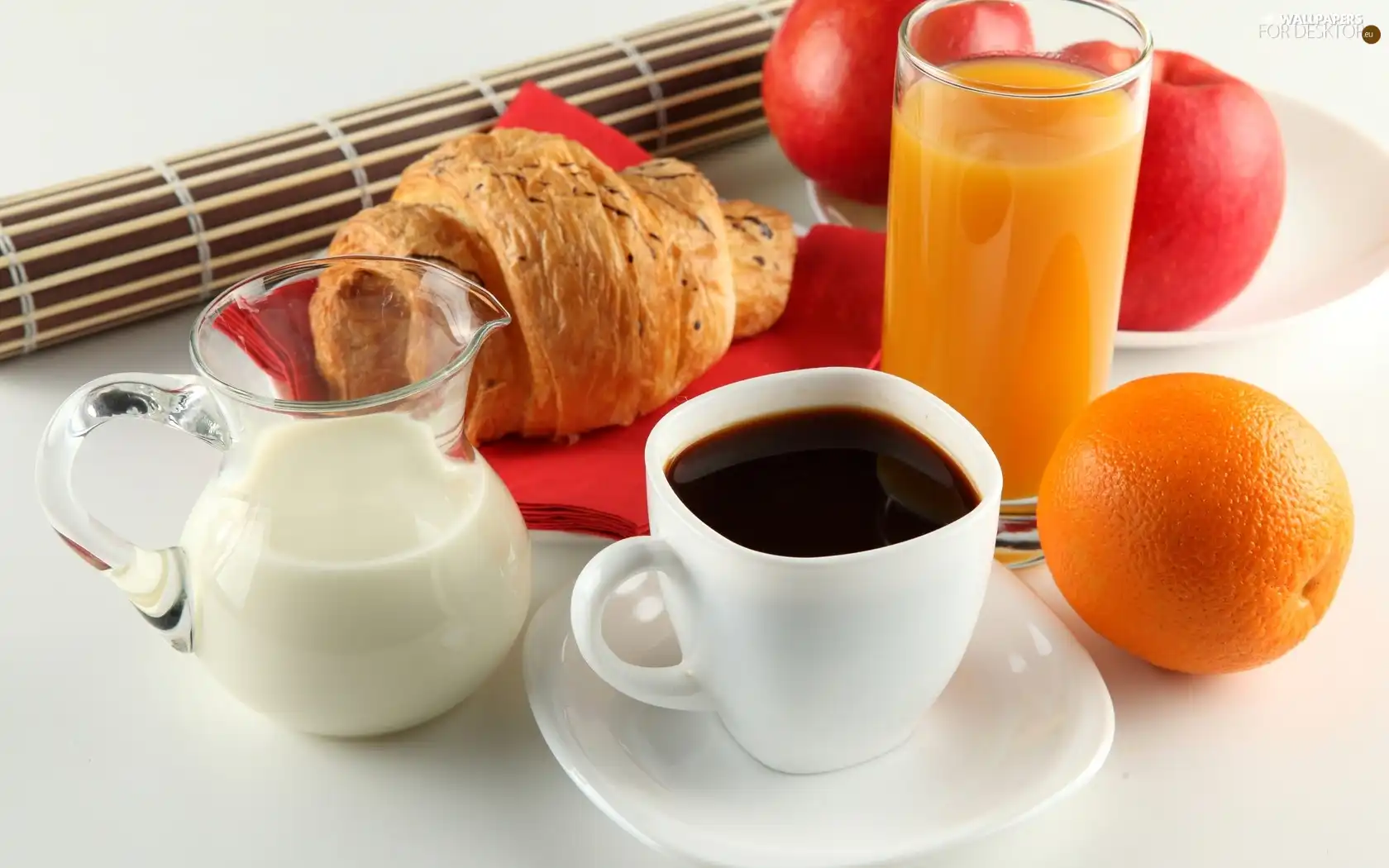 breakfast, cup, milk, Juices, Fruits, coffee