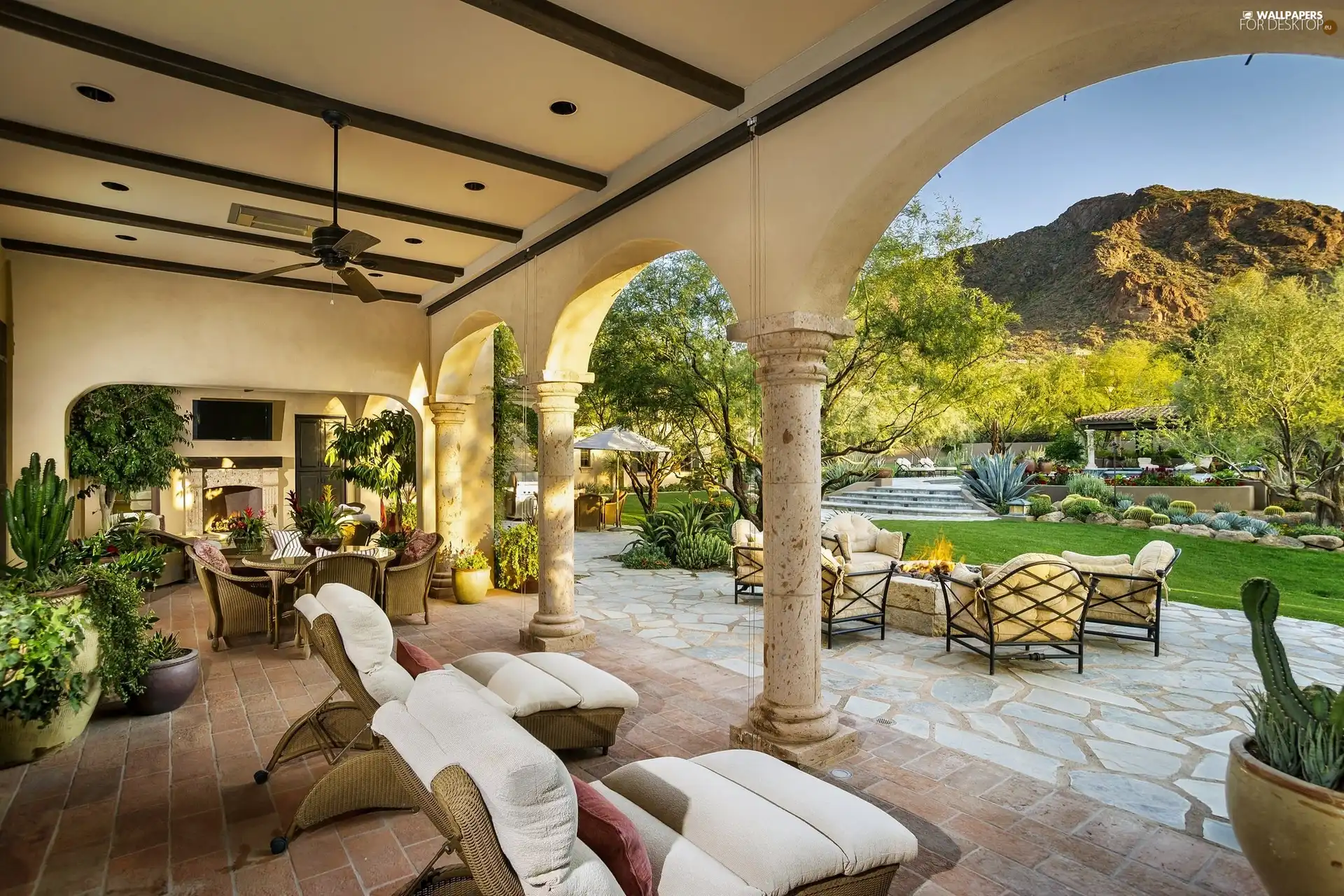 The hotel, mountains, Garden, terrace