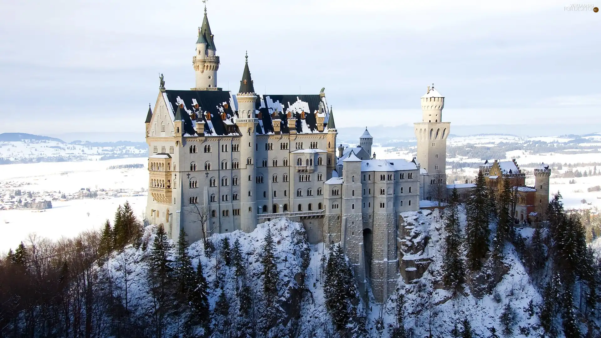 Castle, winter, Germany, Neuschwanstein