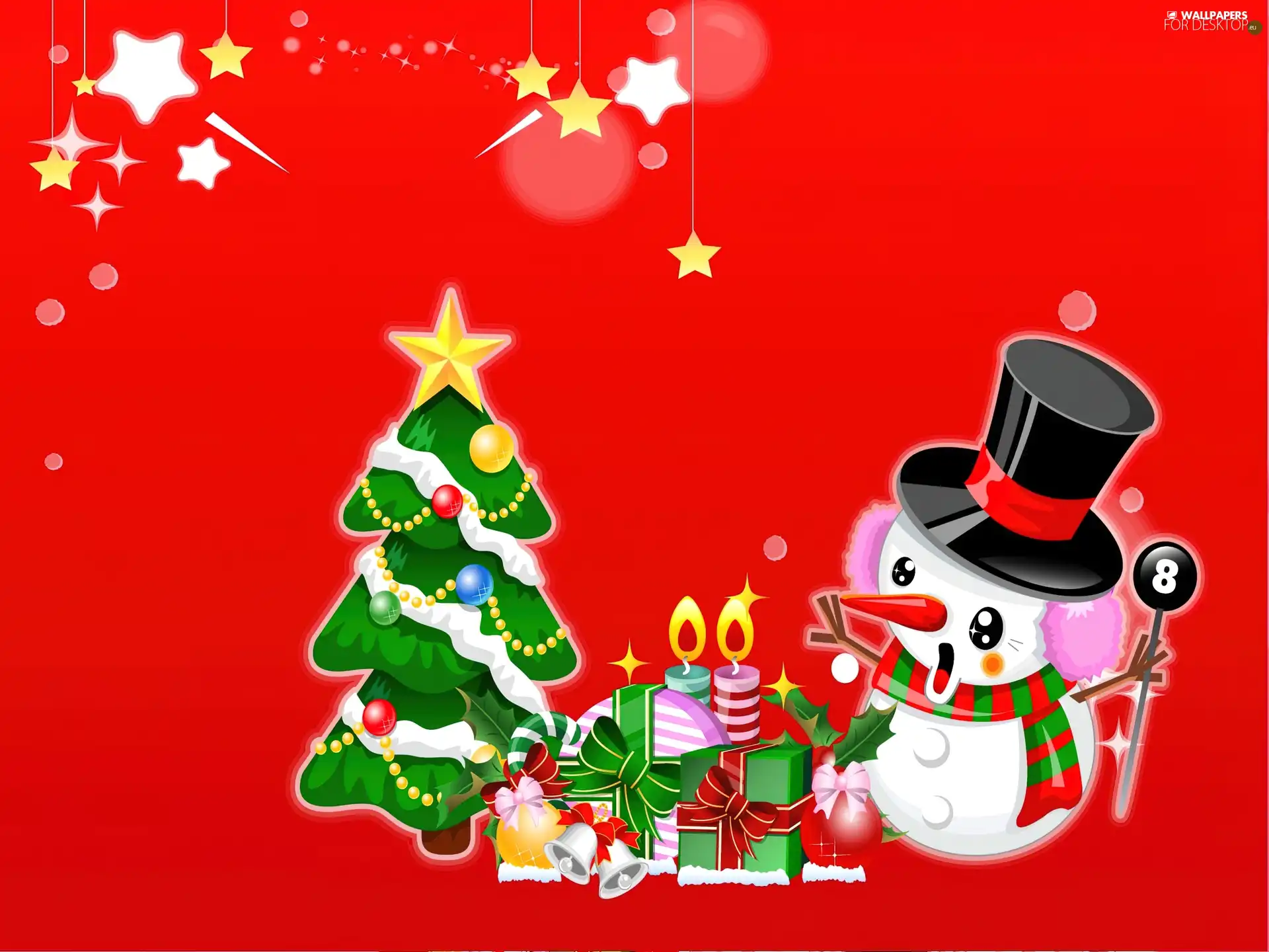 christmas, Snowman, gifts, christmas tree