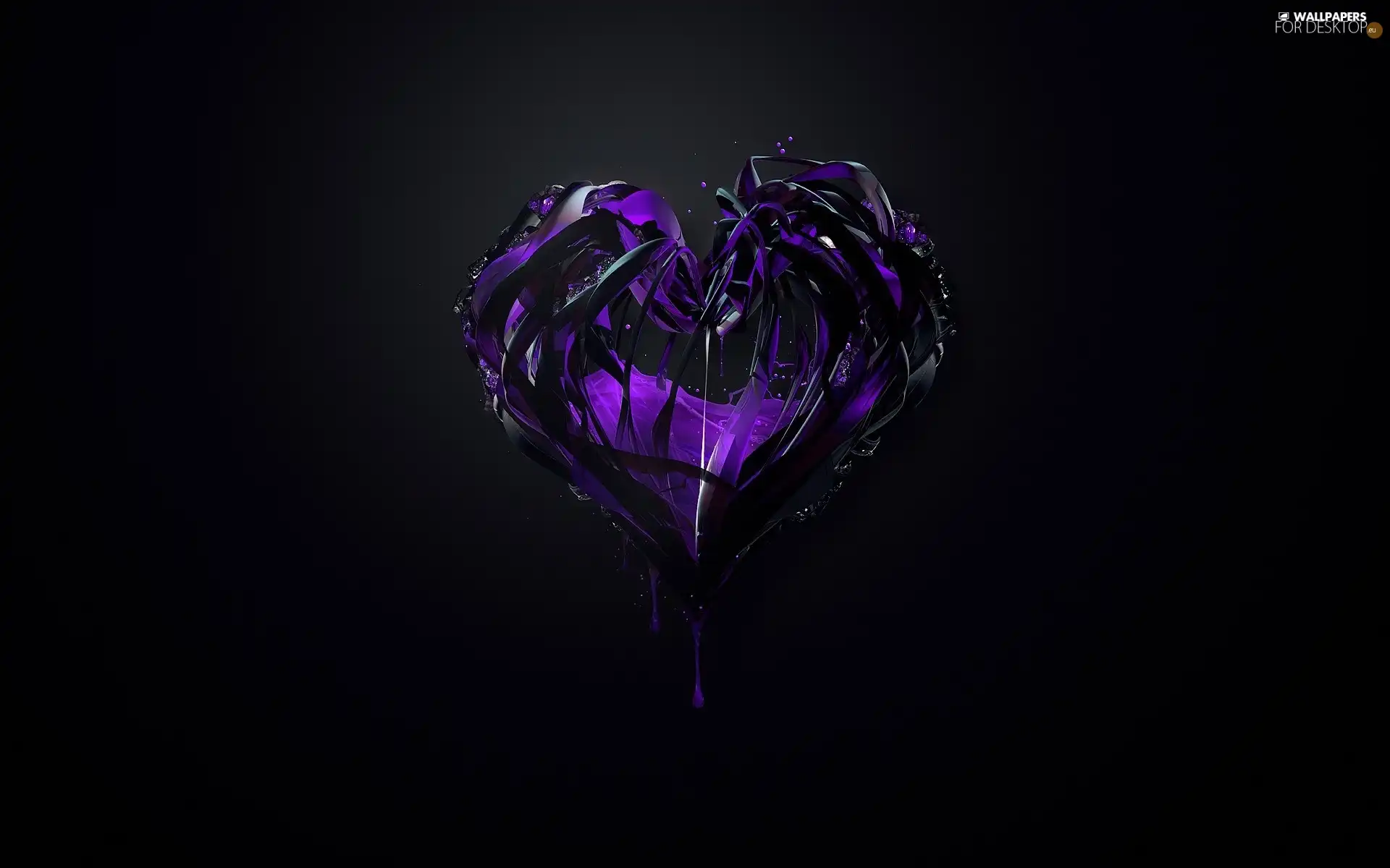 glass, paint, Heart, Purple, 3D
