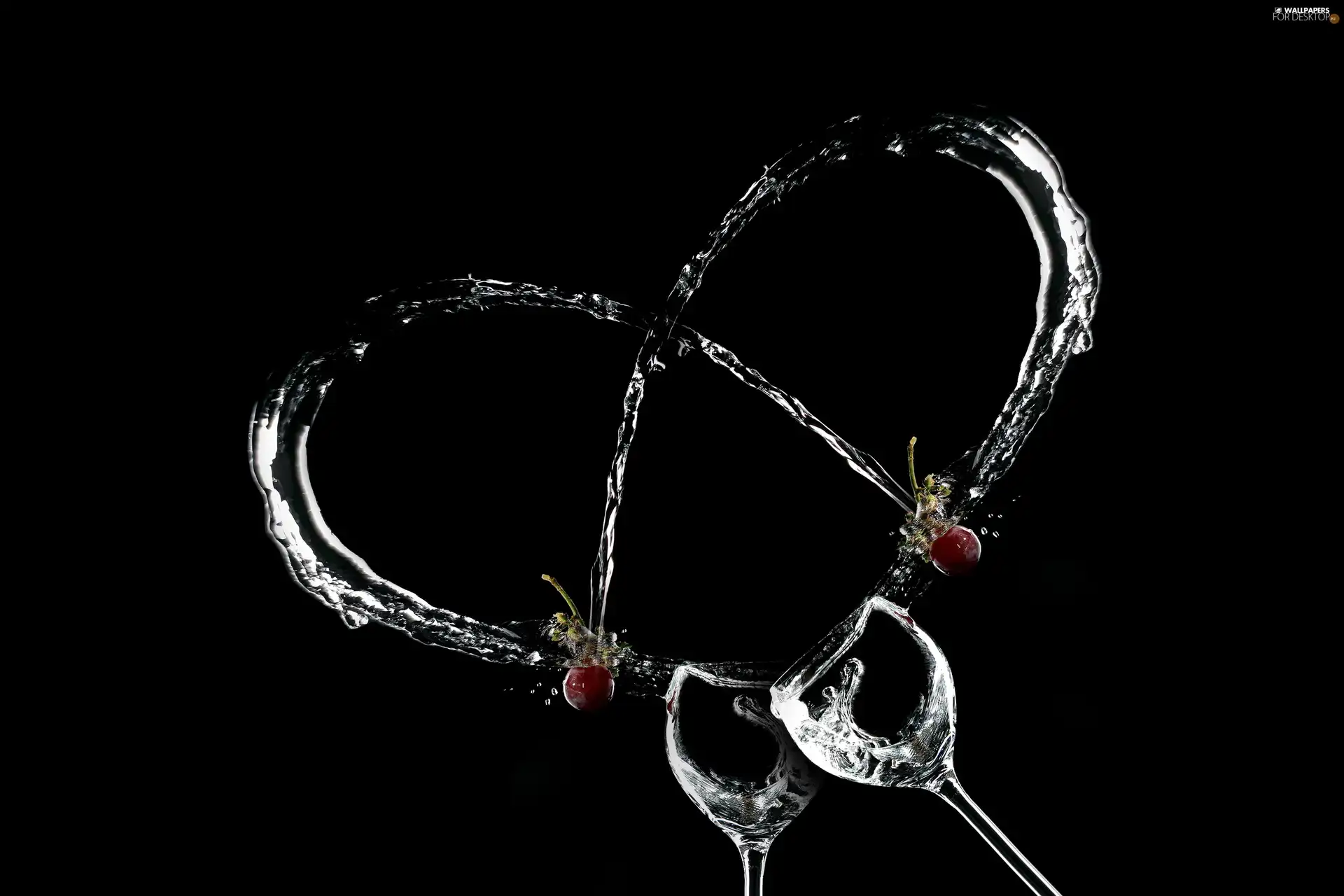 glasses, water, Heart