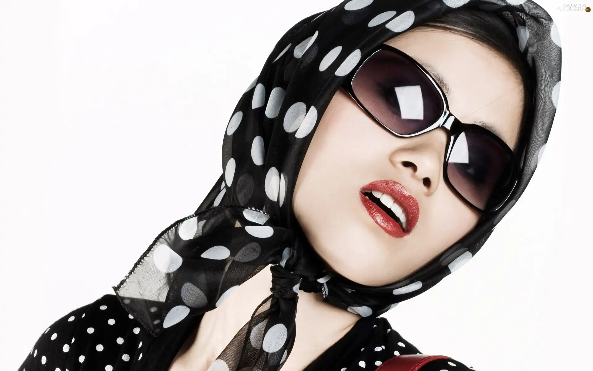 Women, scarf, Glasses, make-up