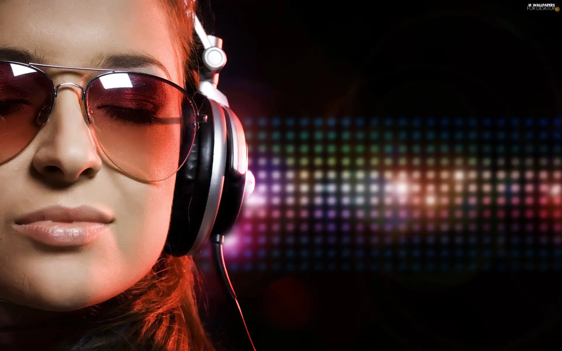 Women, music, Glasses, HEADPHONES
