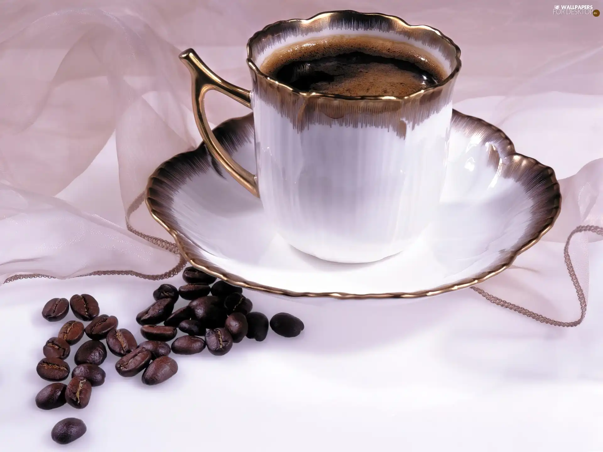 cup, coffee, grains, saucer