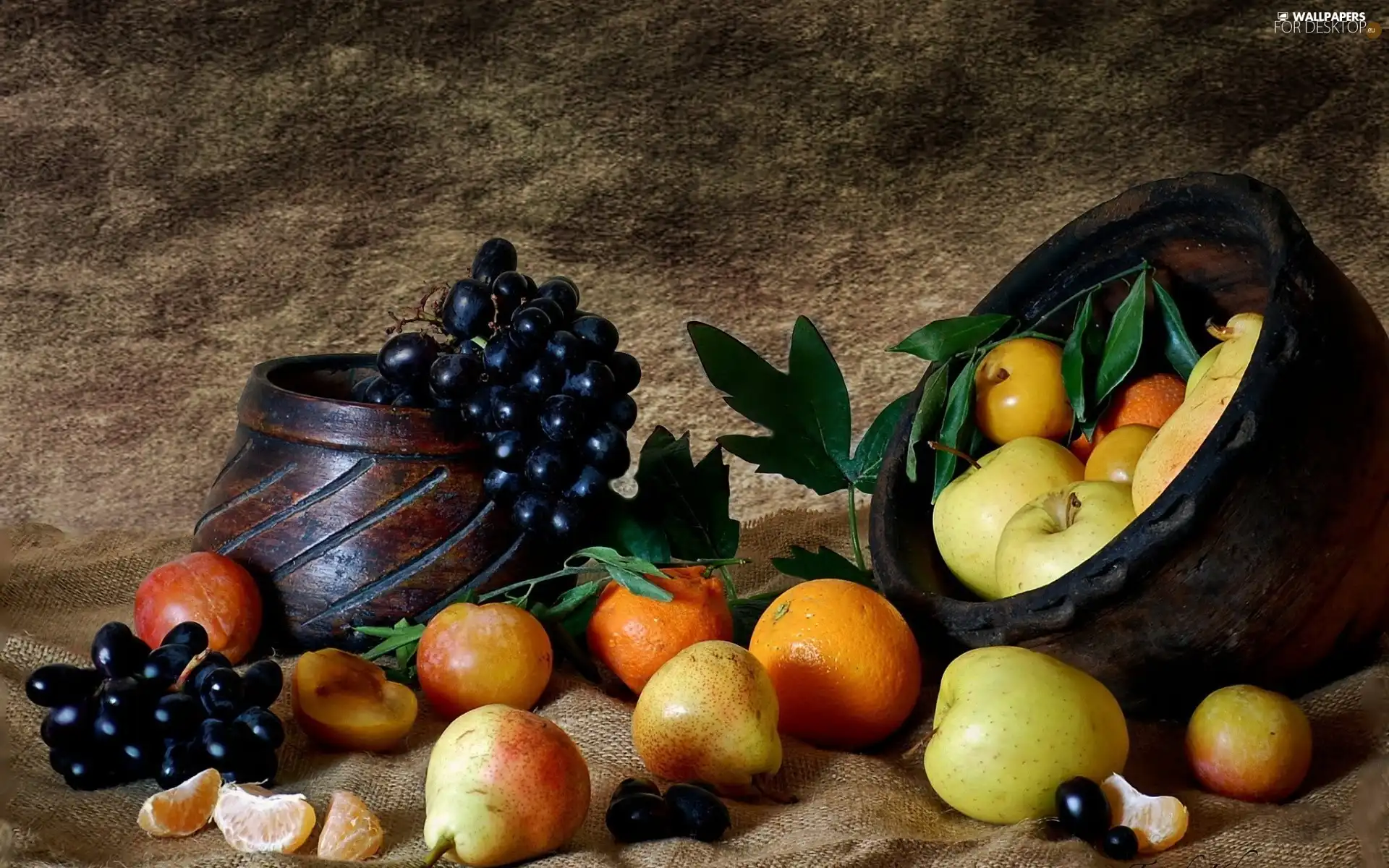 Fruits, autumn, truck concrete mixer, Grapes, apples