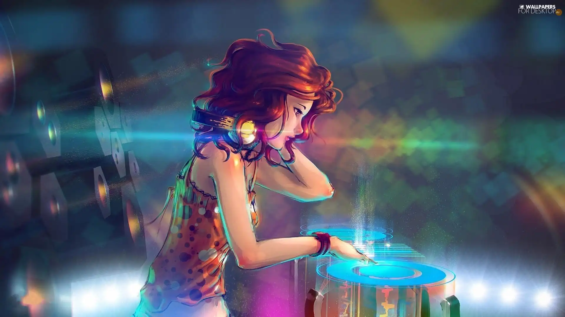 graphics, girl, HEADPHONES