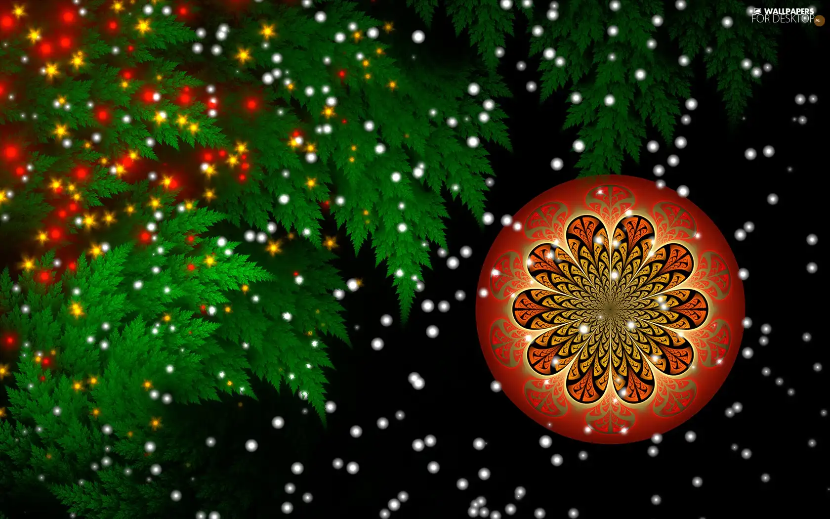 christmas tree, lights, graphics, bauble