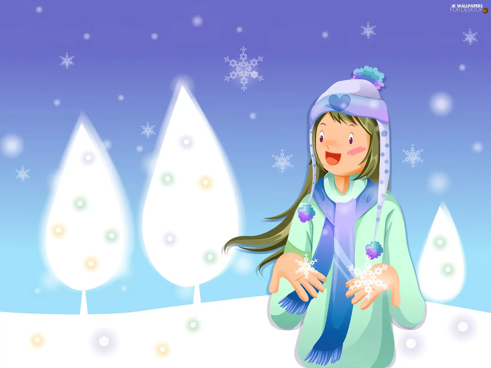 graphics, girl, winter