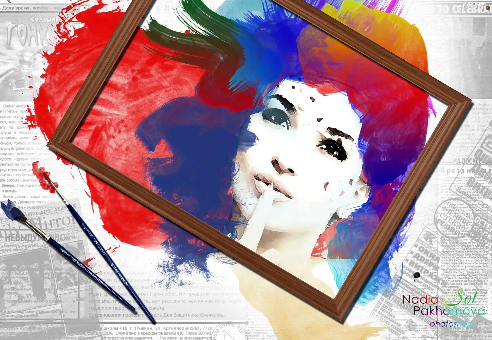 Women, Brushes, graphics, frame