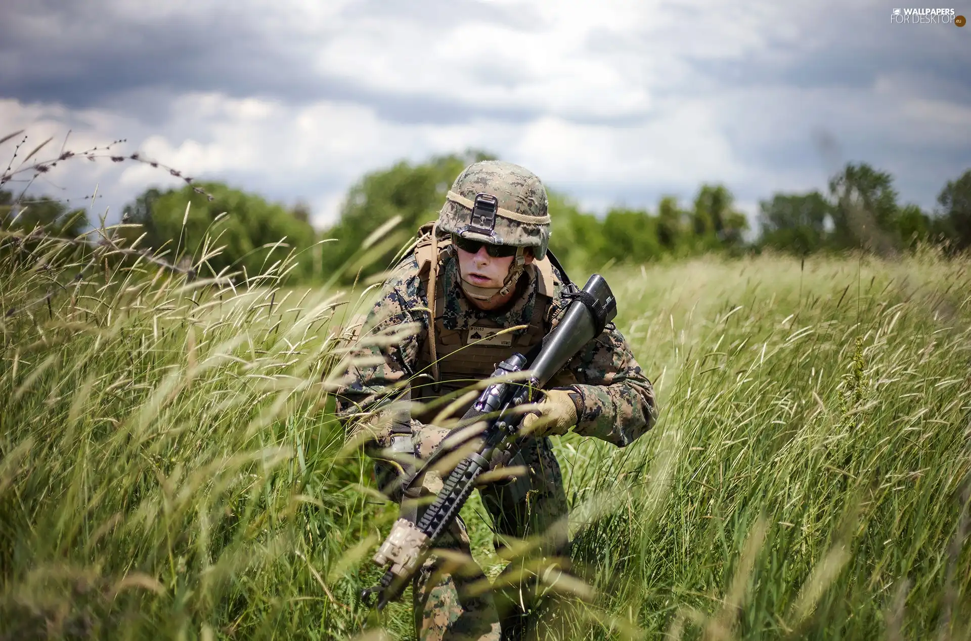 grass, soldier, Weapons