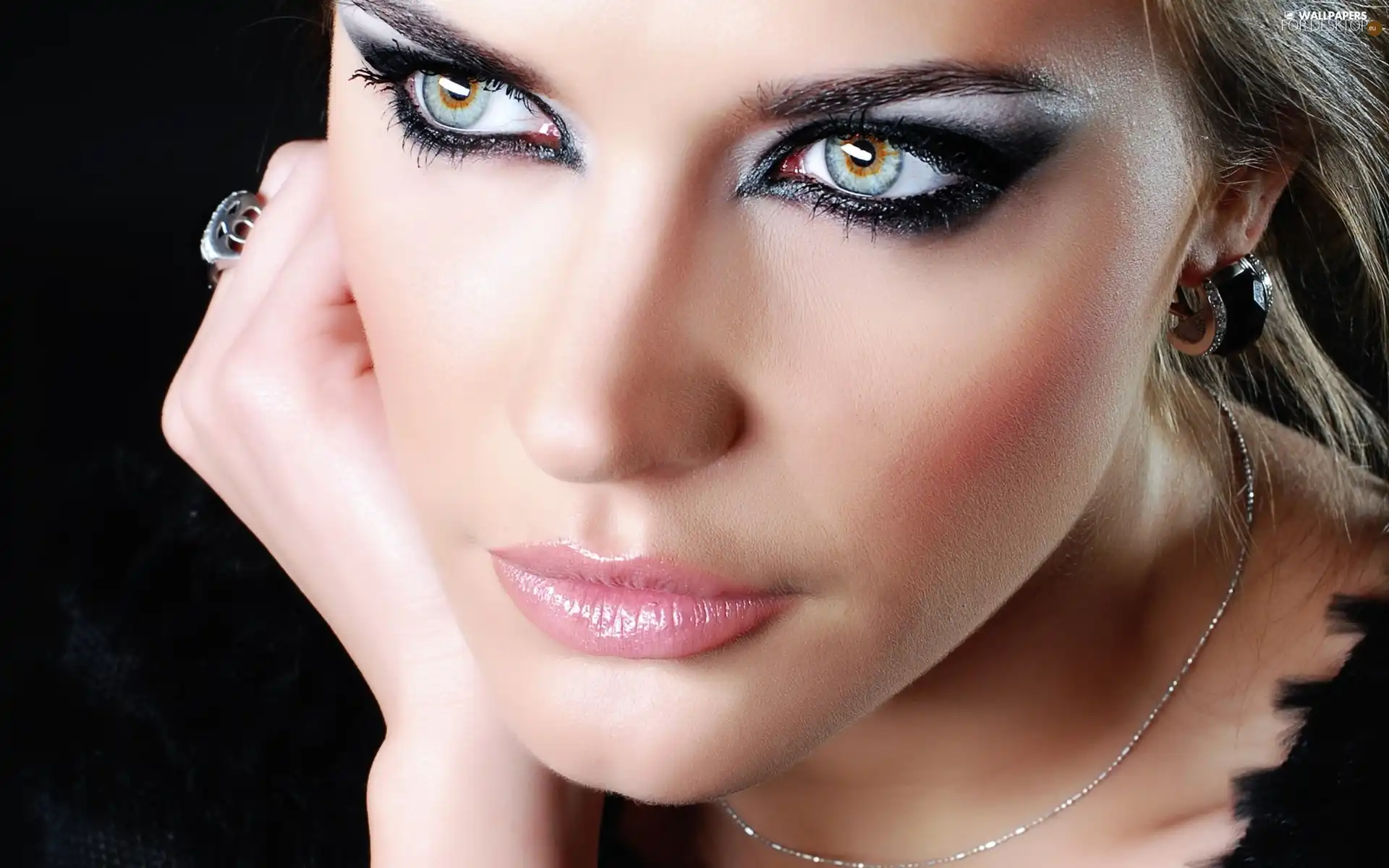 make-up, Women, gray eyes