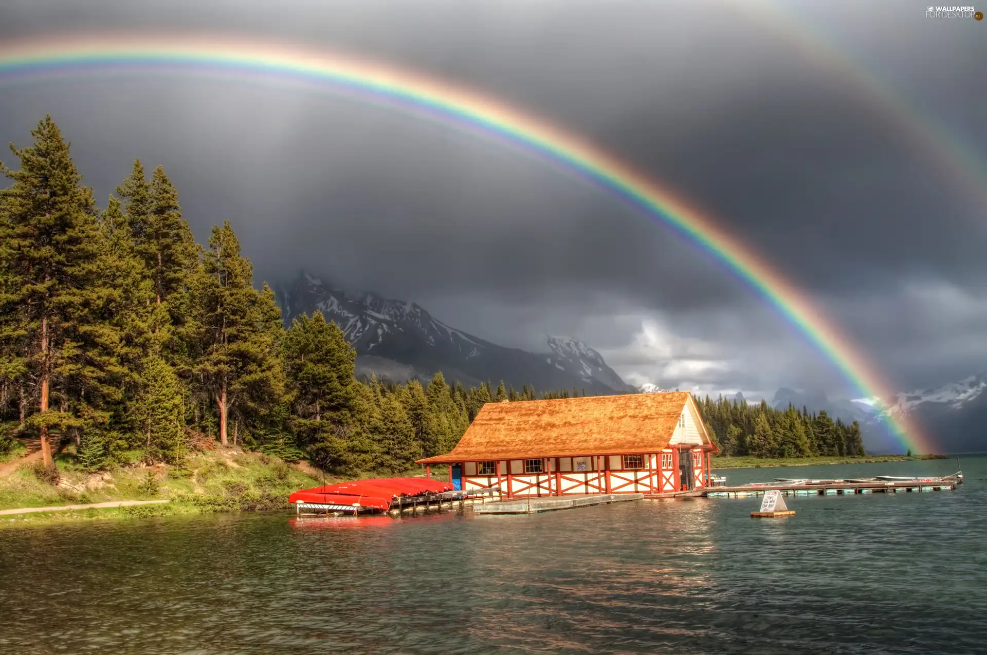 Harbour, lake, Great Rainbows