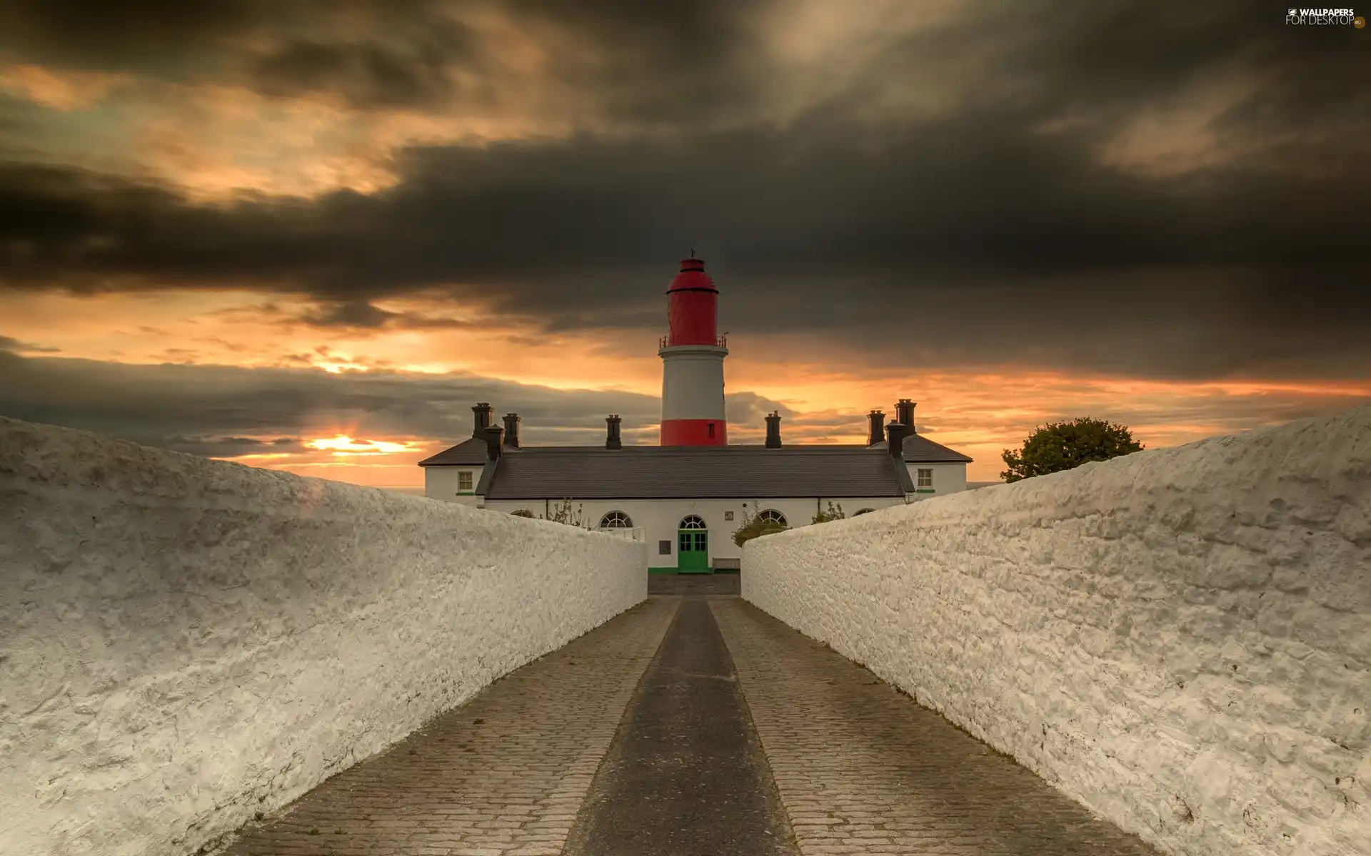 Lighthouses, wall, Great Sunsets, Way