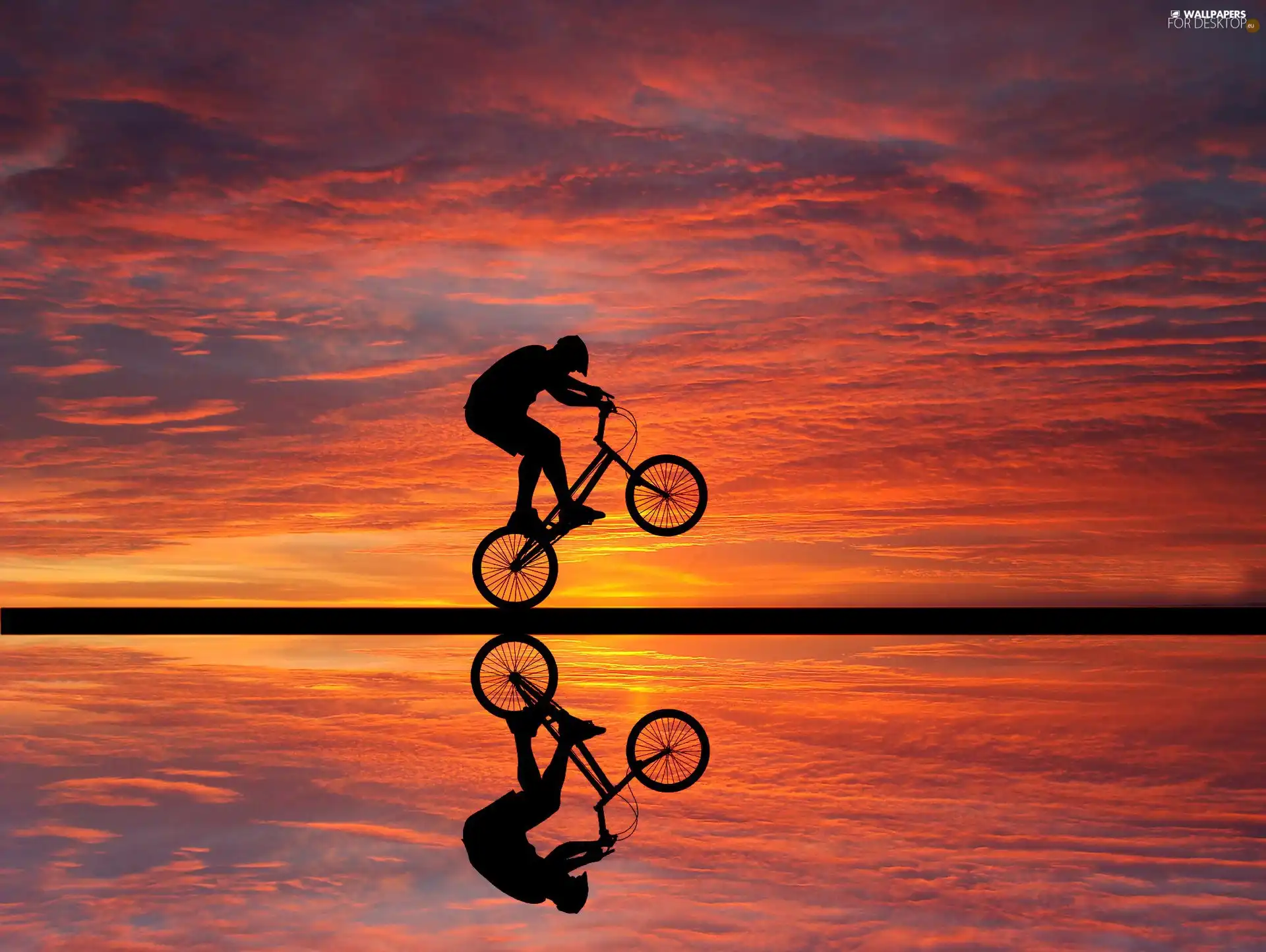 reflection, Bike, Great Sunsets