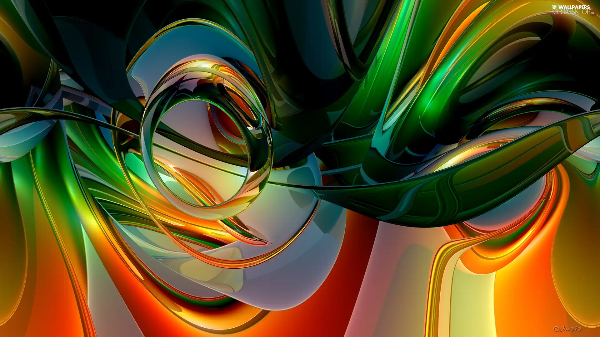 Green-orange, abstraction - For desktop wallpapers: 1920x1080