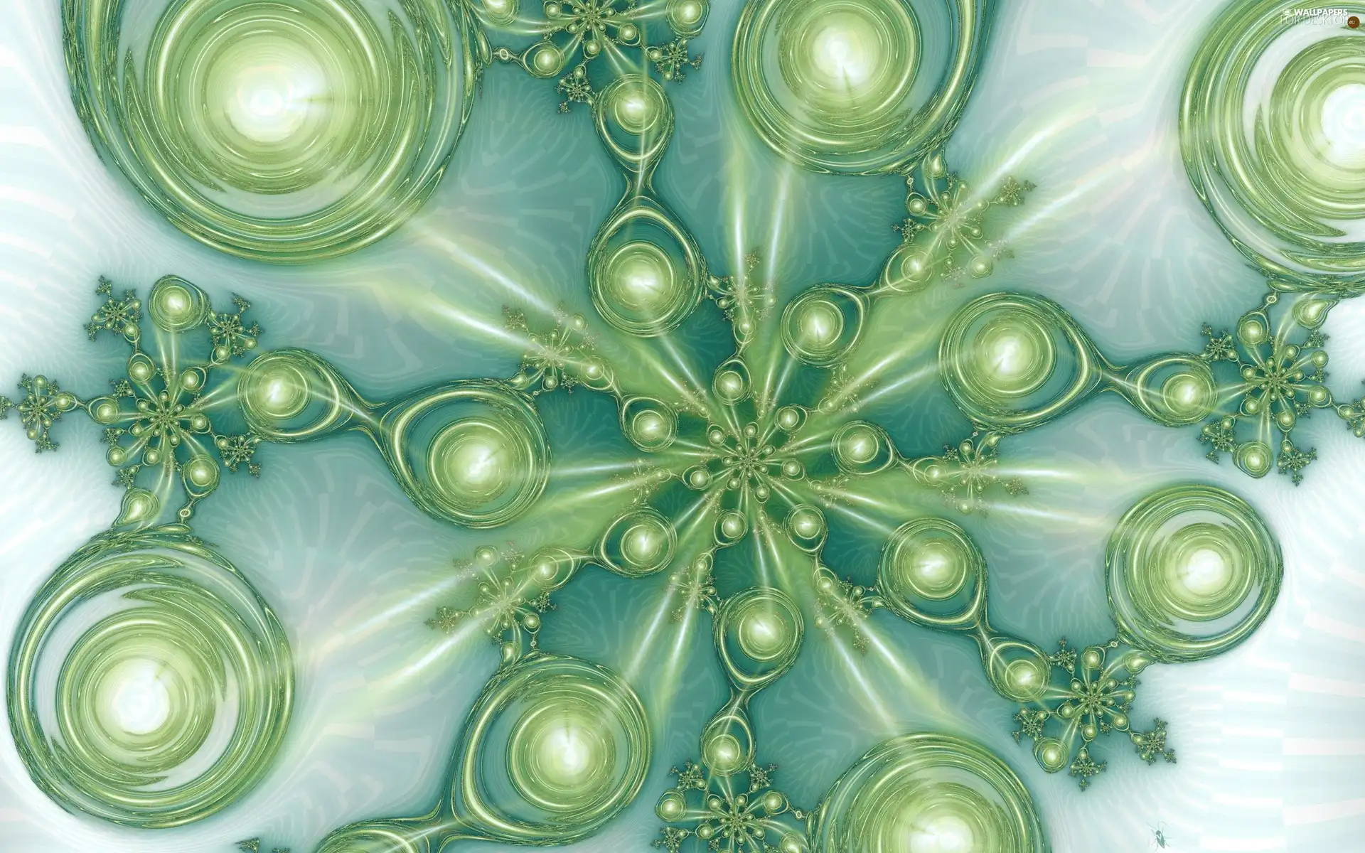 green ones, bubbles, abstraction, Fraktal, graphics