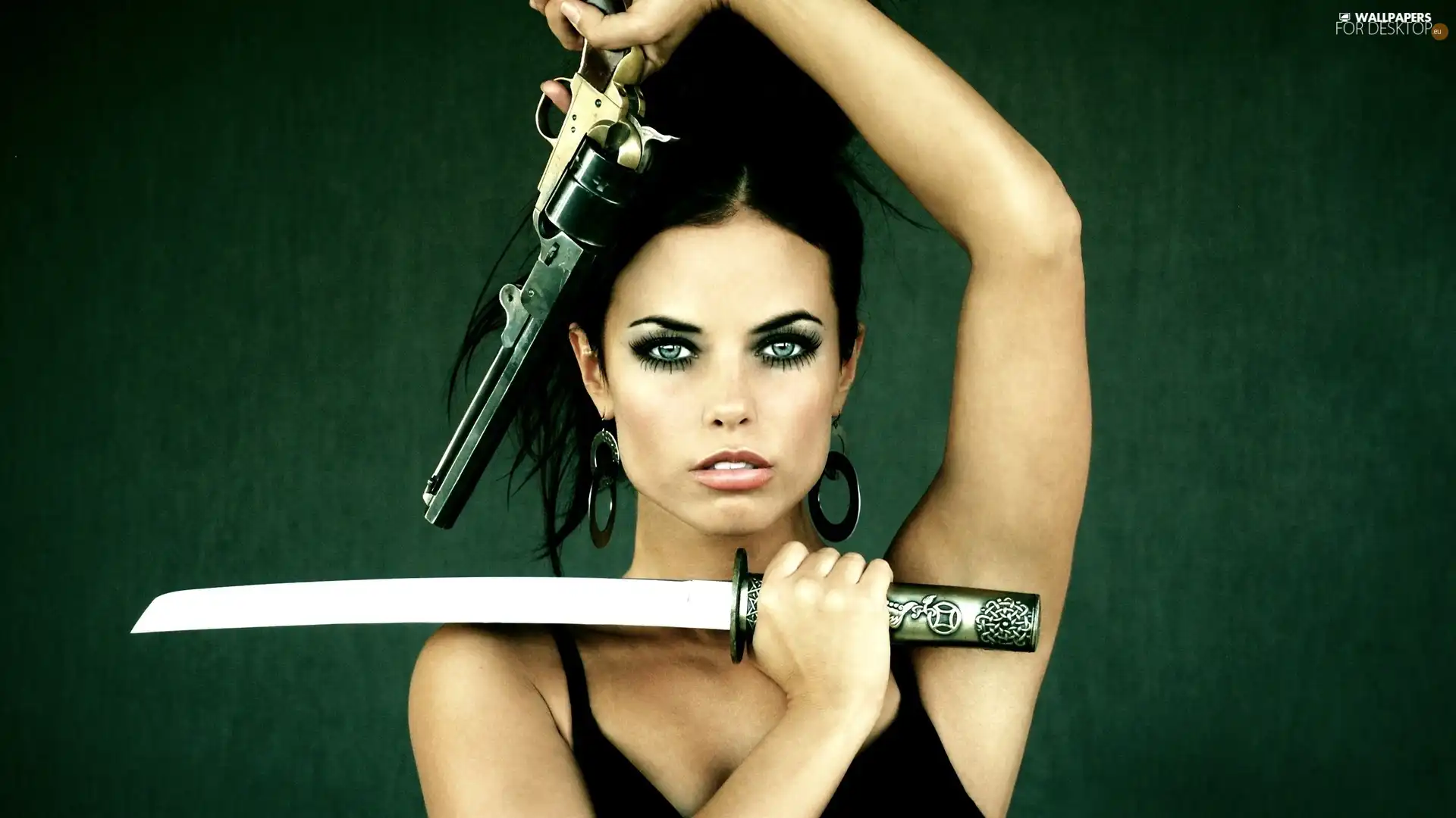 katana, warrior, gun, Women