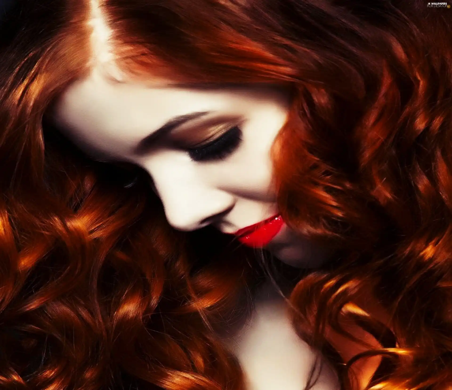 Women, Red, Hair, make-up