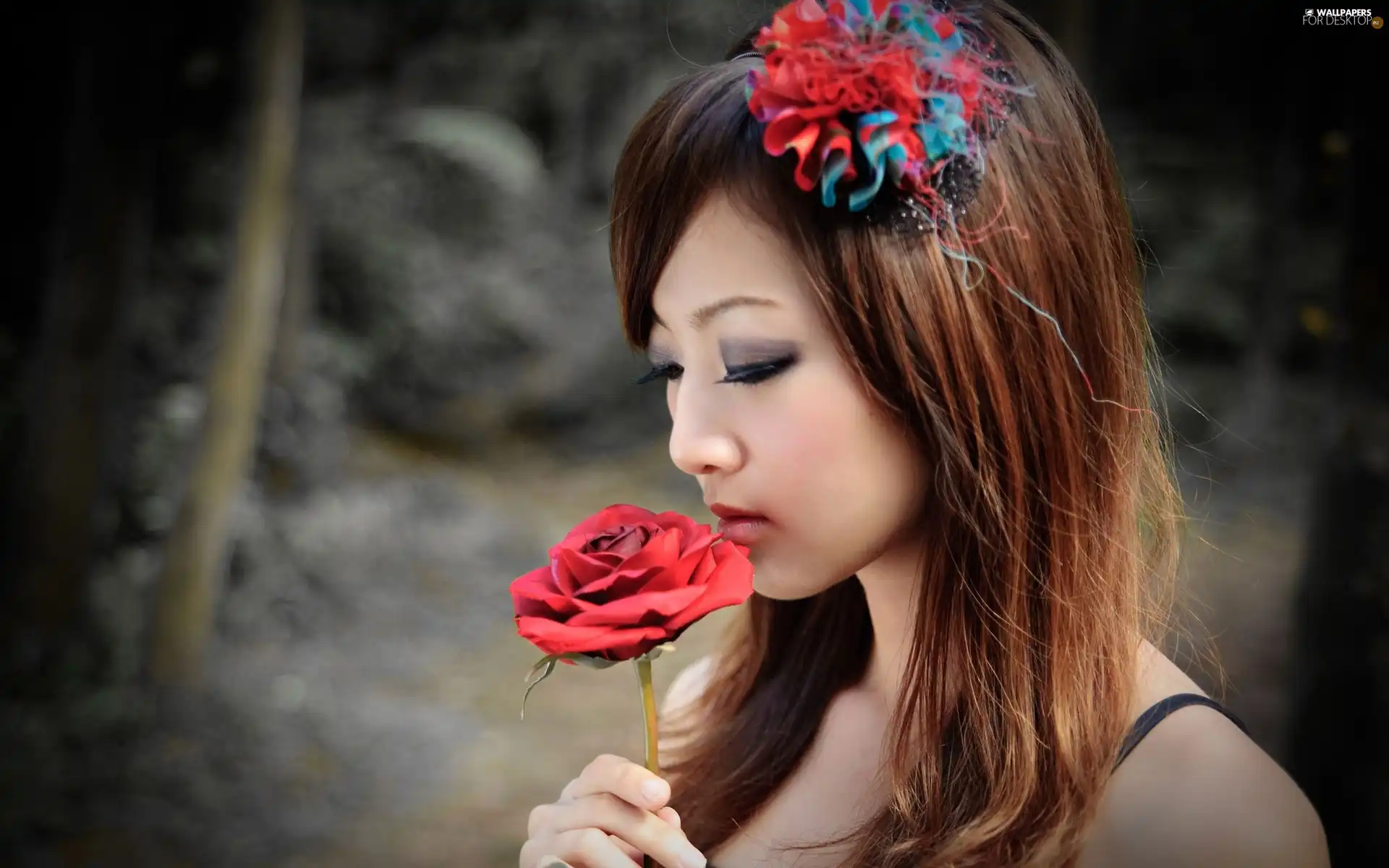 Hair, girl, rose