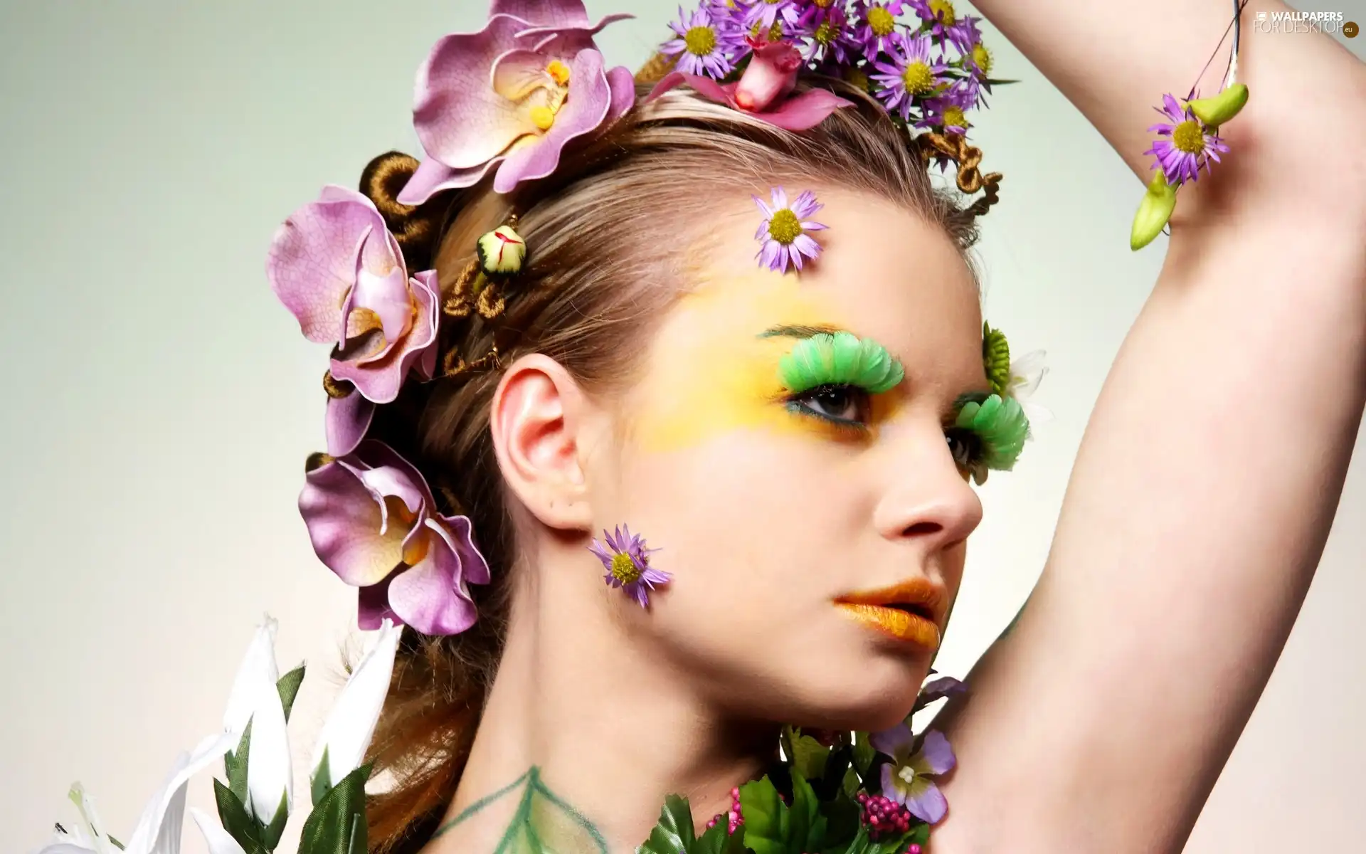 Women, We, hair, Flowers