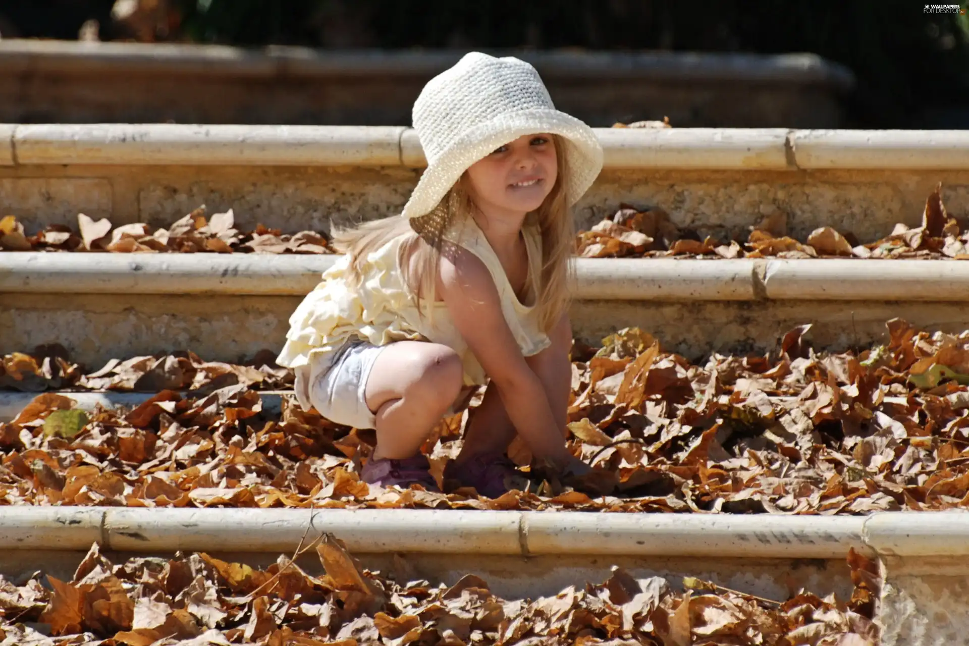 Hat, girl, Leaf