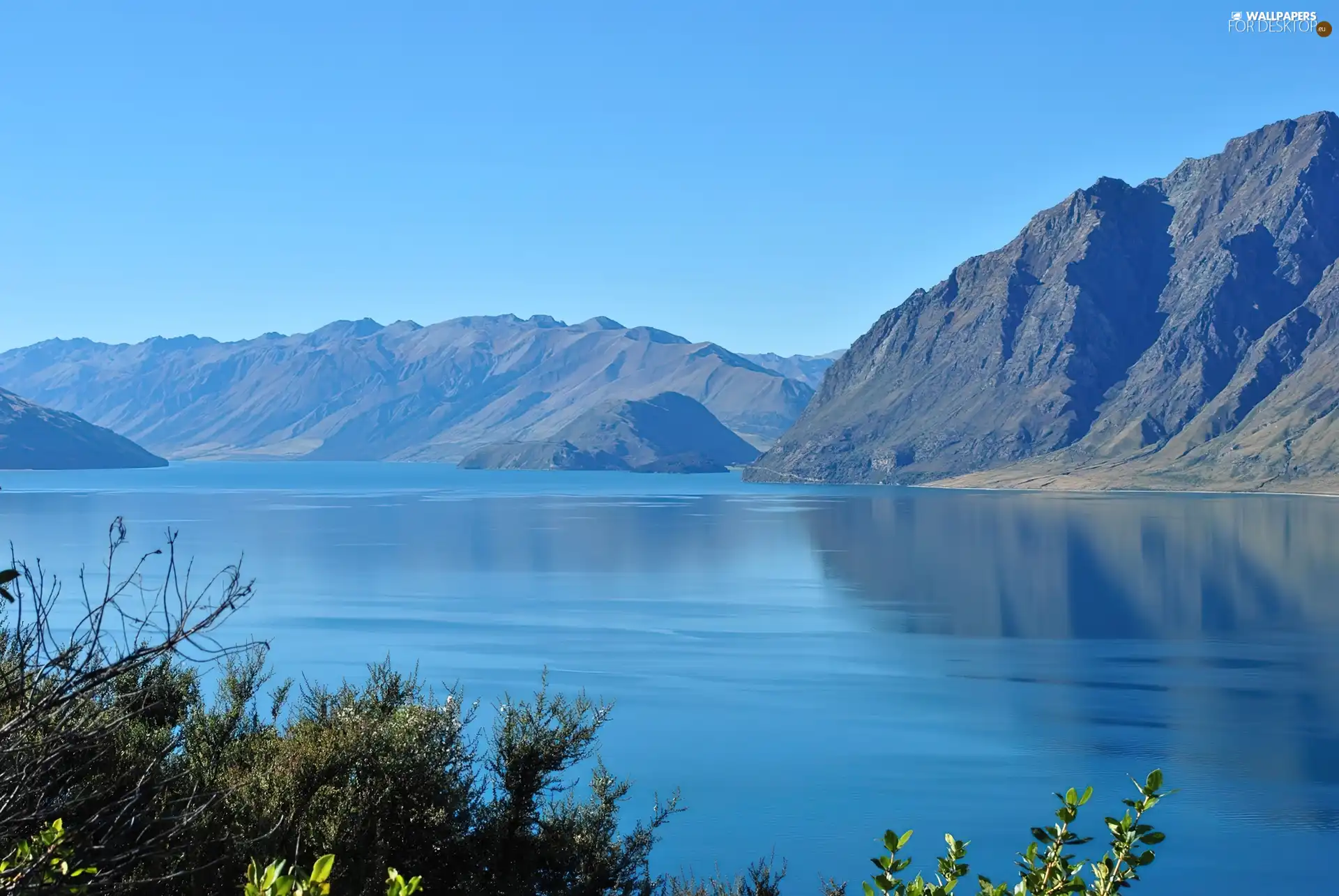 hawea, New Zeland, Mountains, VEGETATION, lake