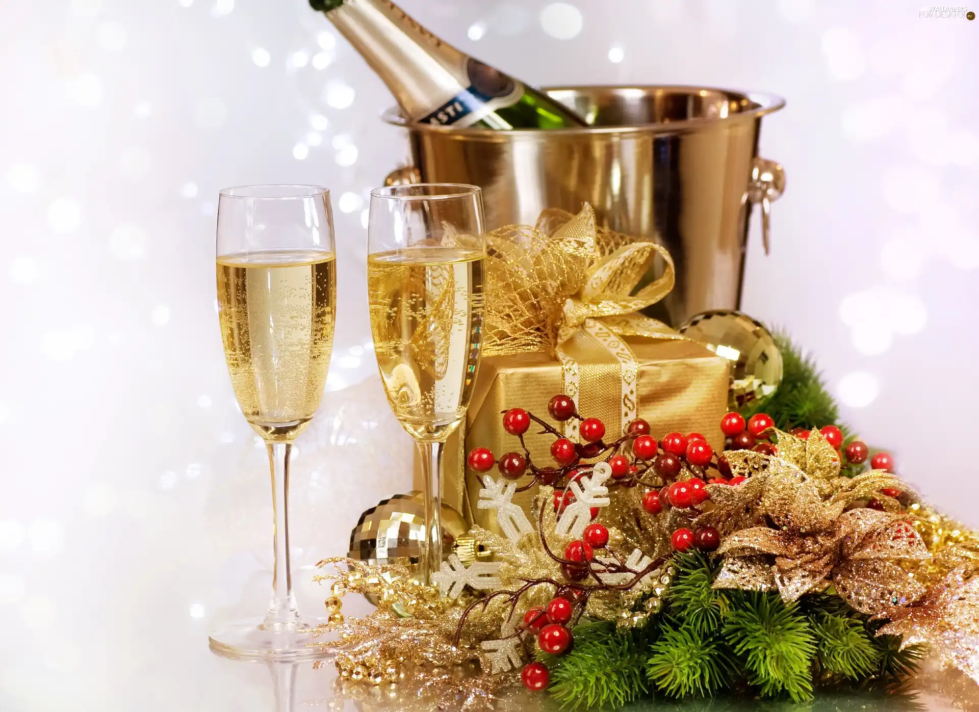 New Year, glasses, headdress, Champagne