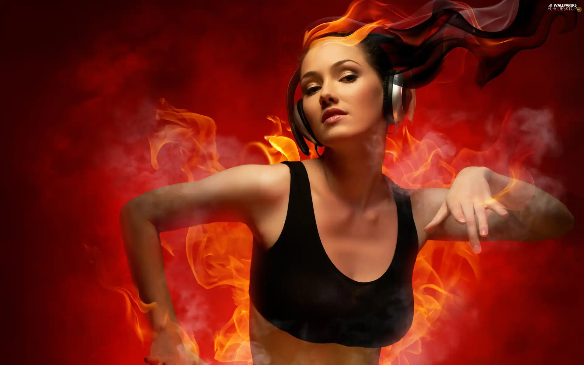 Big Fire, girl, HEADPHONES