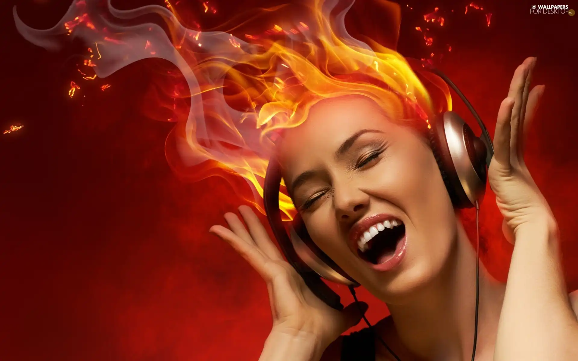 Big Fire, girl, HEADPHONES